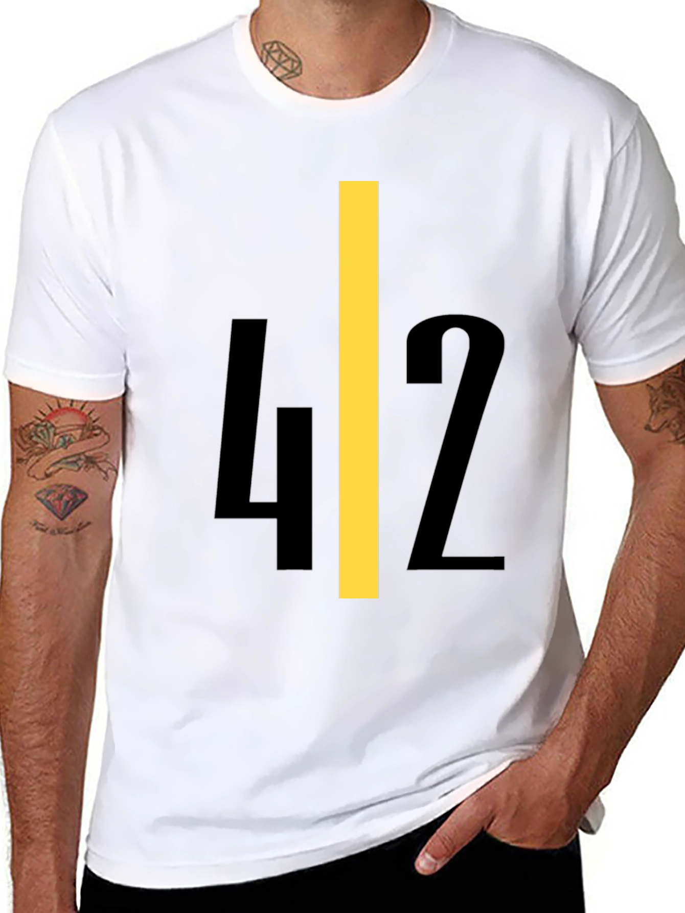 Black Bold Number 42 Graphic Tee - Black view 8
