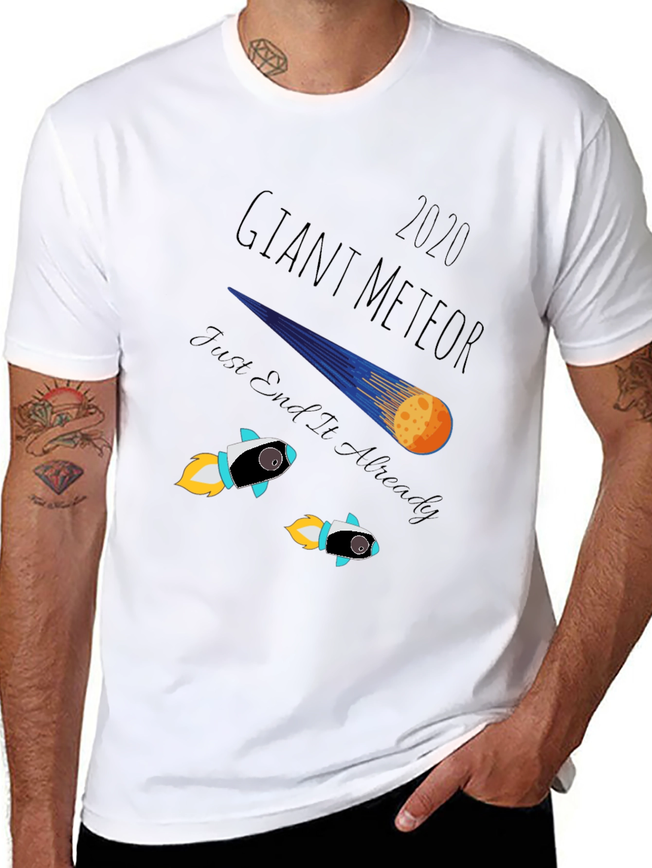 Black Giant Meteor 2020 T-Shirt: Humorous End of Times Tee view 8