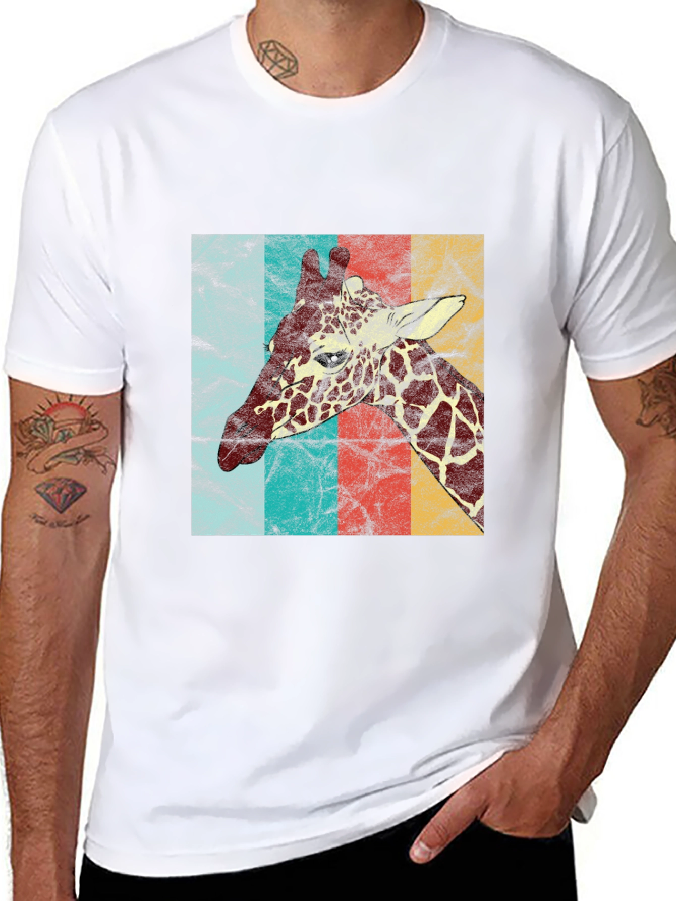 Black Retro Giraffe T-Shirt - Vintage Animal Graphic Tee view 8