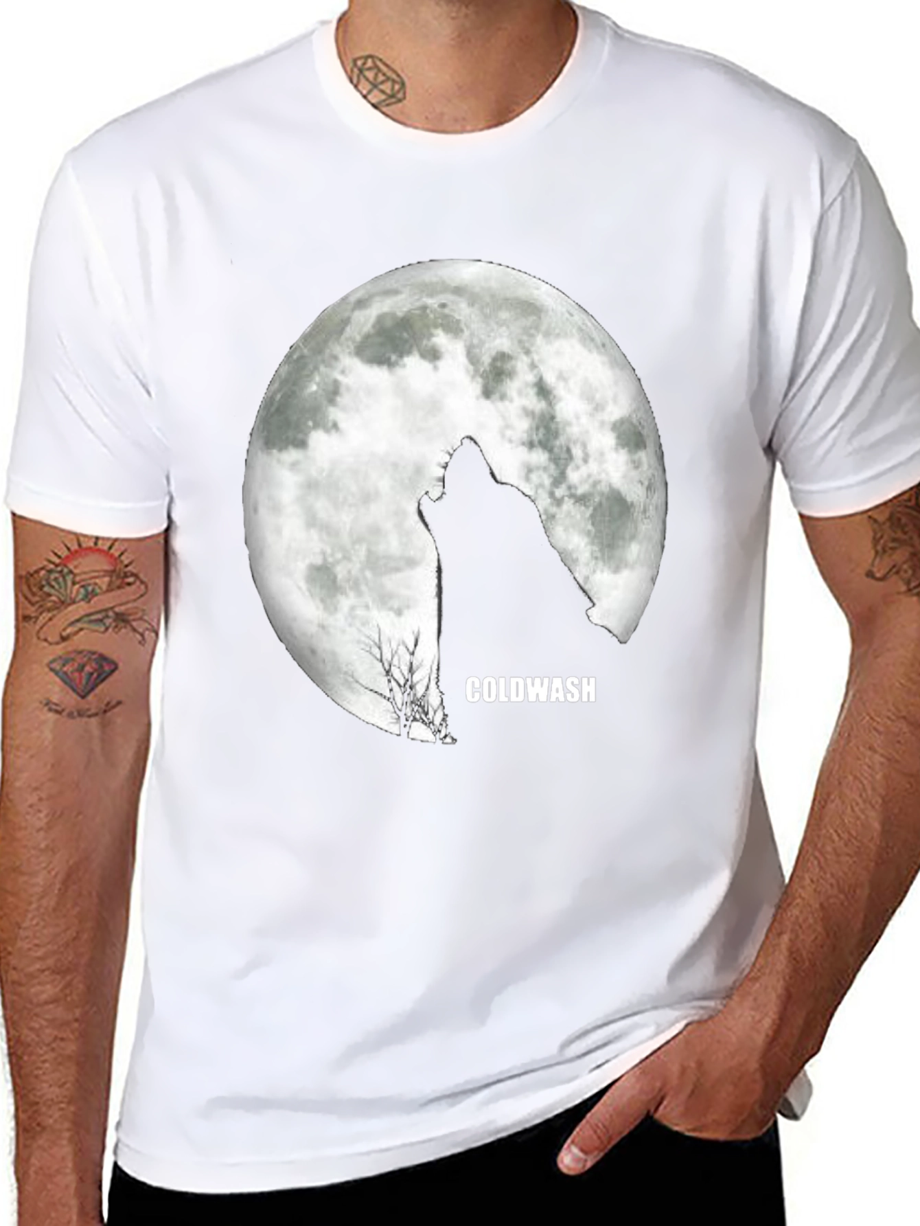 Black Wolf Howling Moon Black T-Shirt view 8