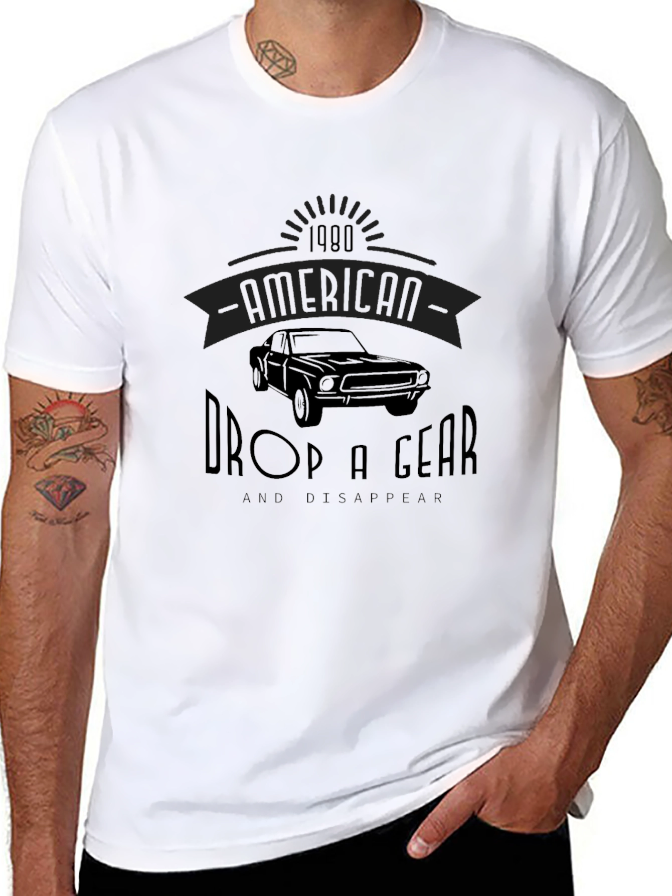 Black American Muscle Car Graphic Tee view 8