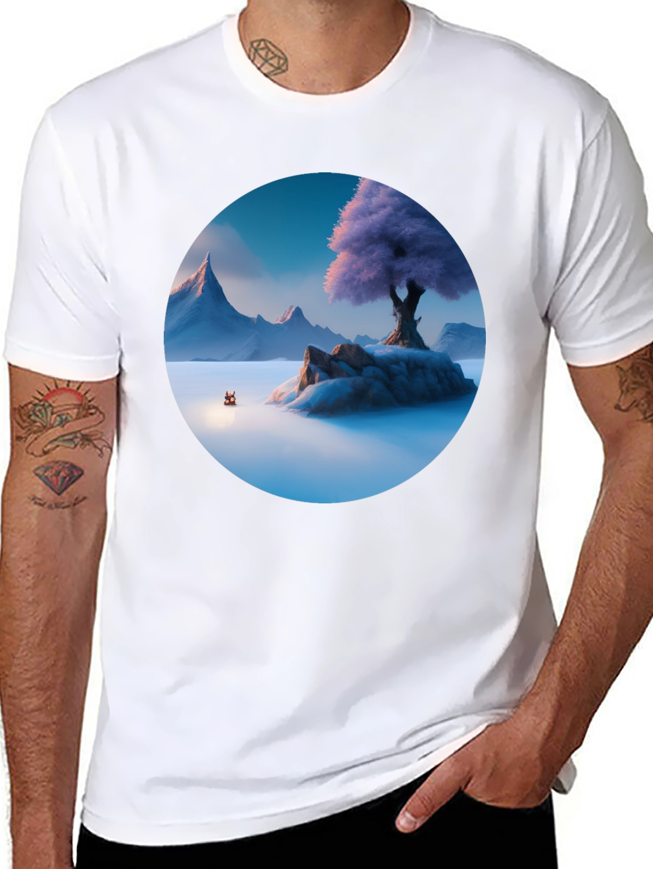 Mystic Isle Graphic Tee - Men's Black T-Shirt - 8