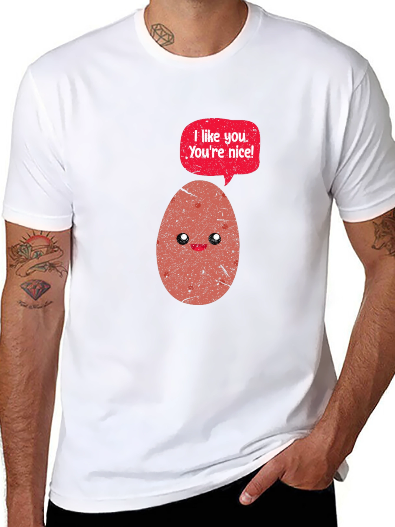Black Funny Potato T-Shirt - I Like You, You're Nice! view 8