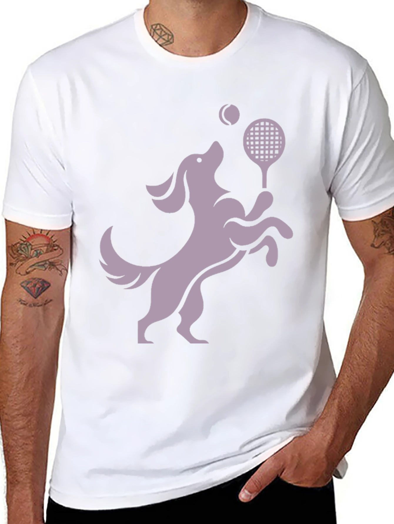 Black Dog Playing Tennis Black Graphic Tee view 8