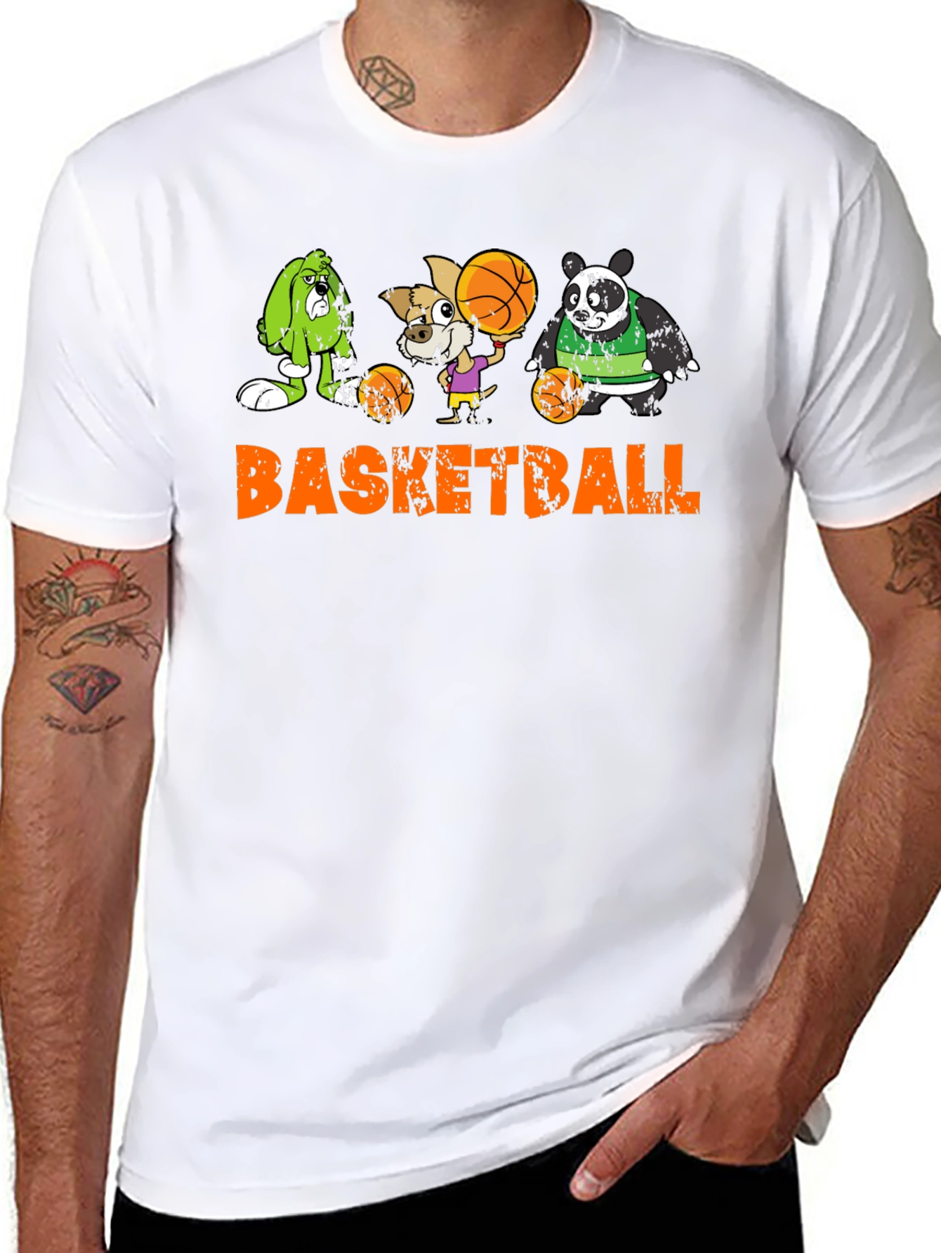 Black Basketball Animals Graphic T-Shirt view 8