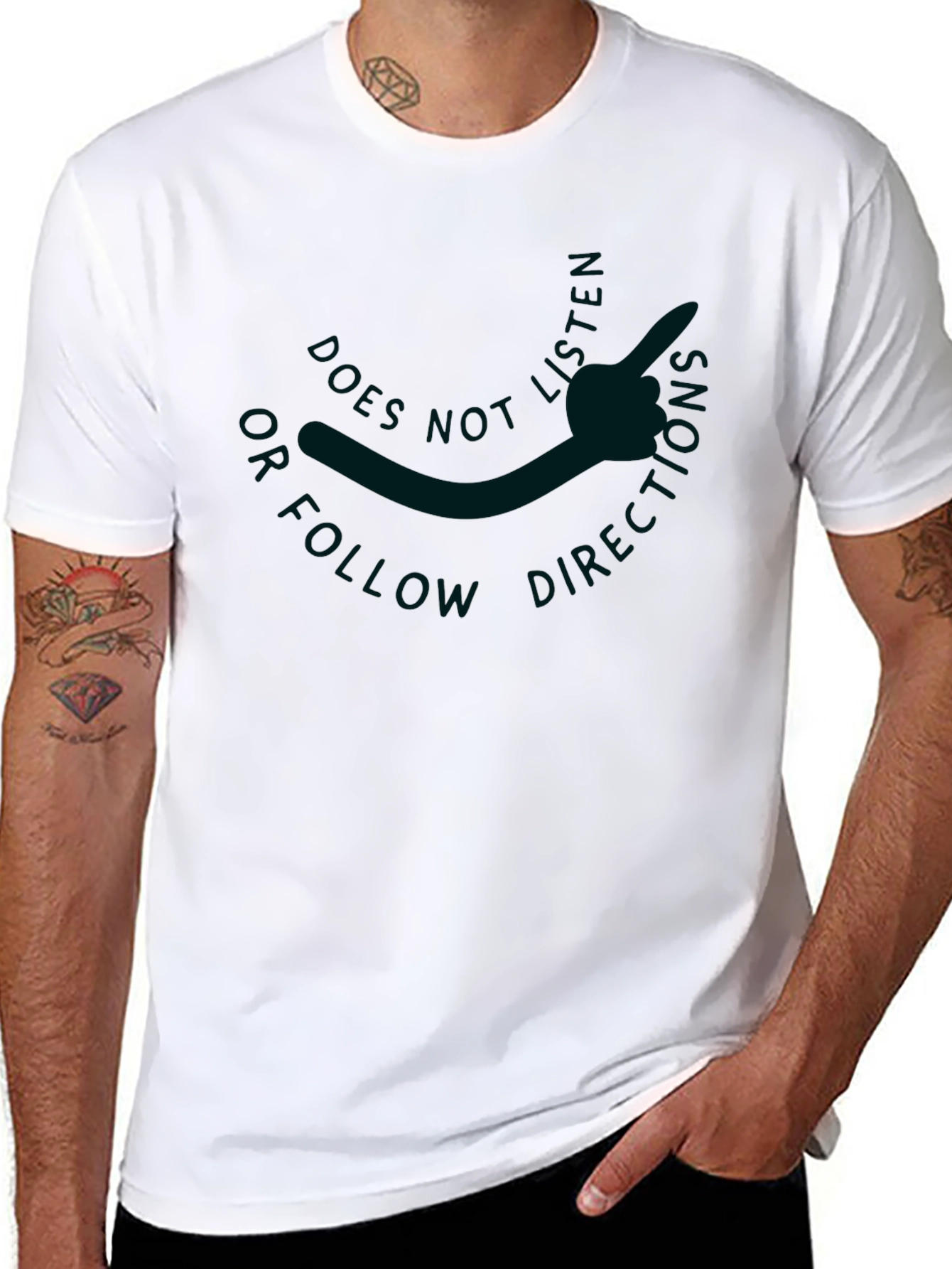 Black Does Not Follow Directions Graphic Tee view 8
