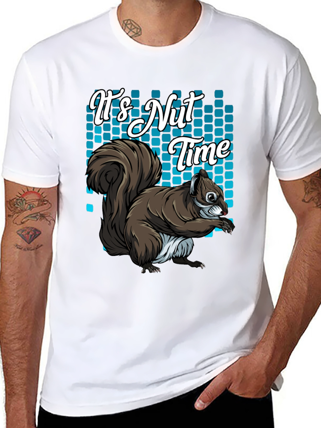 Black It's Nut Time Squirrel Graphic T-Shirt view 8