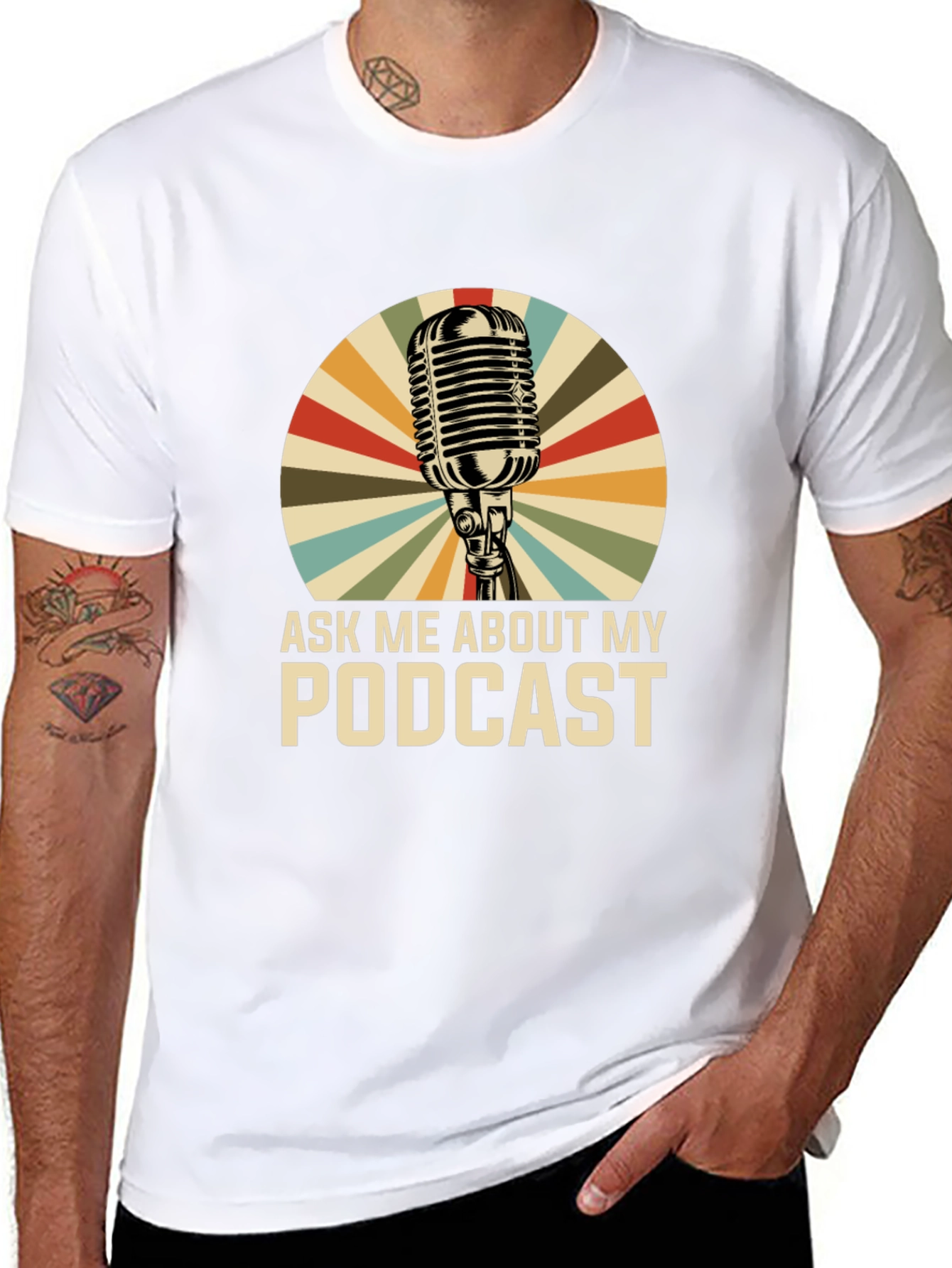 Black Ask Me About My Podcast Graphic Tee view 8