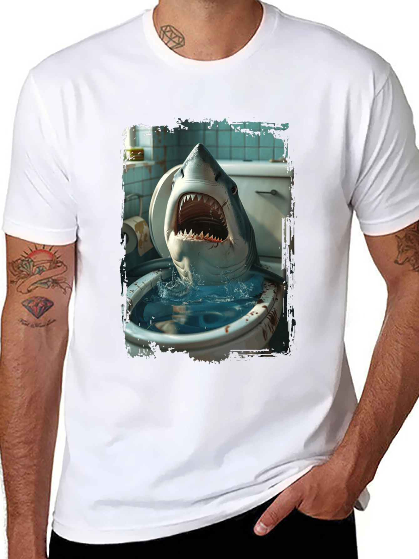 Black Shark Toilet Humor T-Shirt view 8