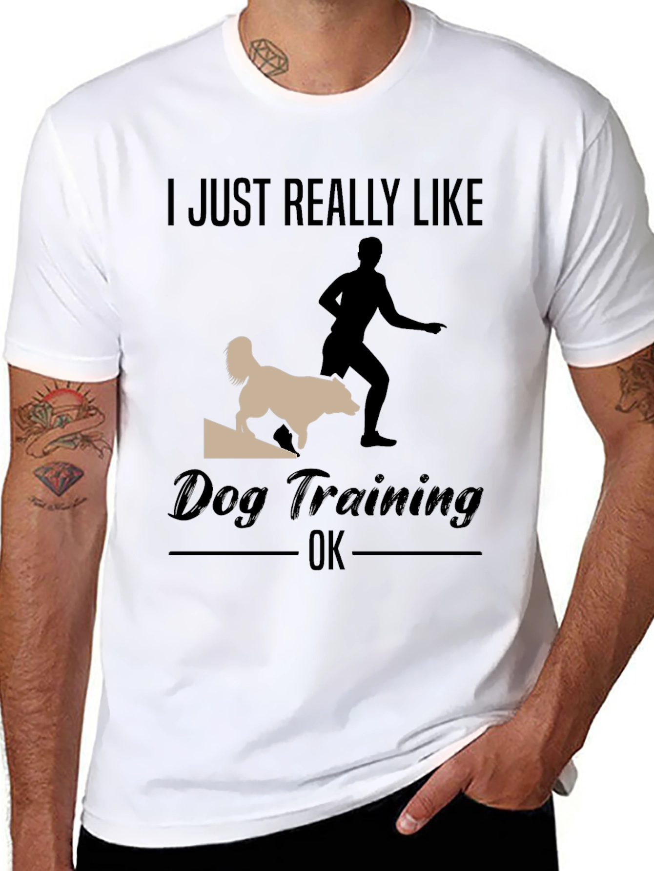 Black Dog Training T-Shirt - I Just Really Like Dog Training OK view 8