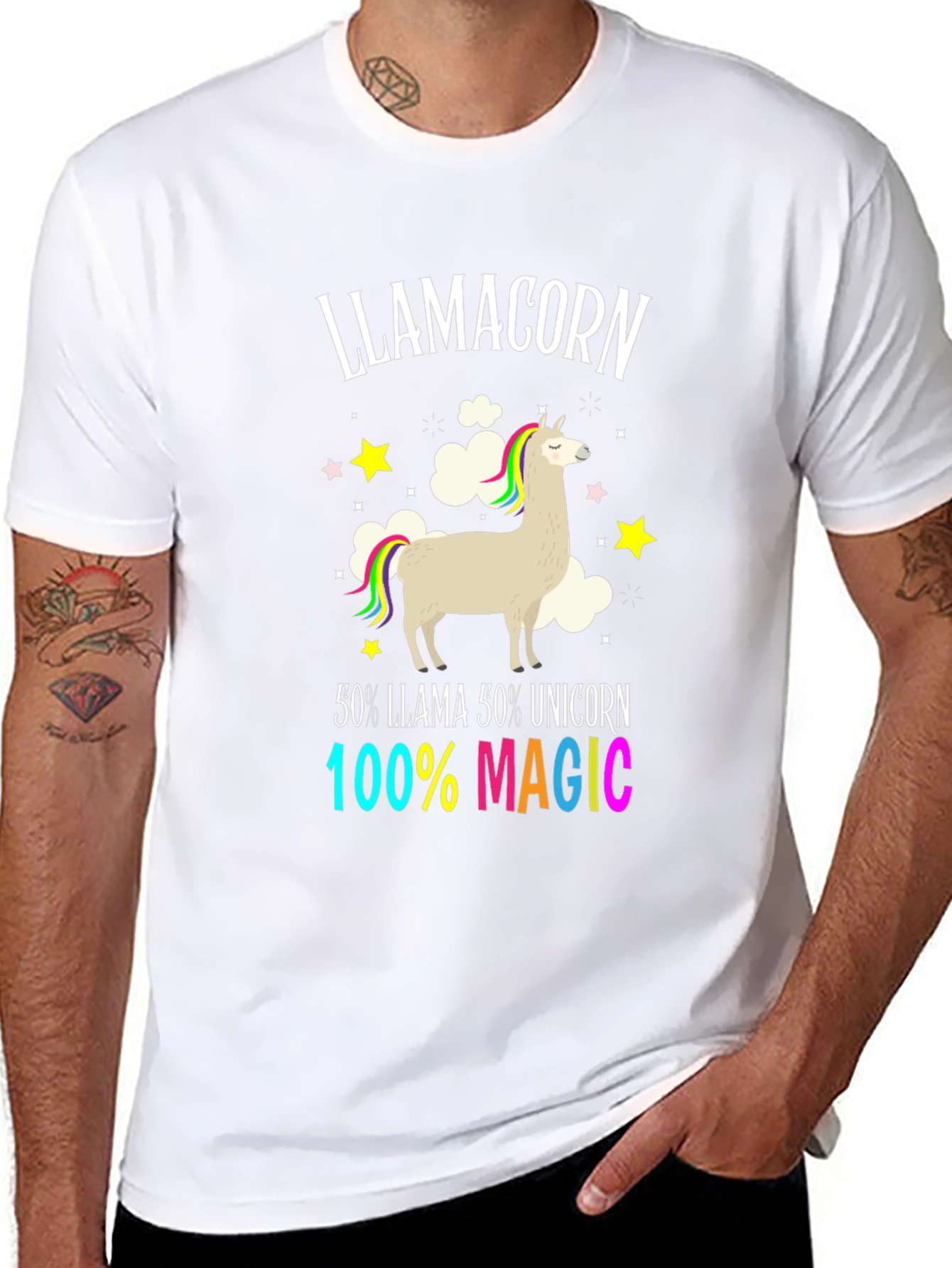 Black Llamacorn T-Shirt - 50% Llama 50% Unicorn 100% Magic view 8