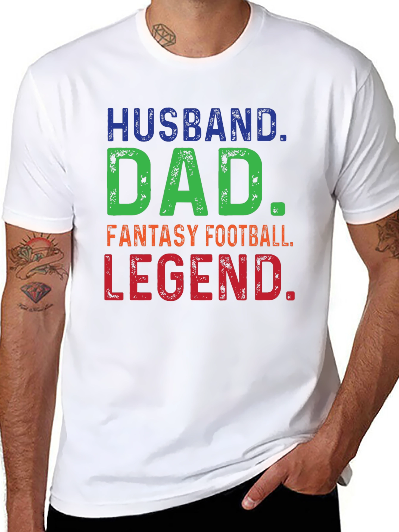 Black Husband Dad Fantasy Football Legend T-Shirt view 8