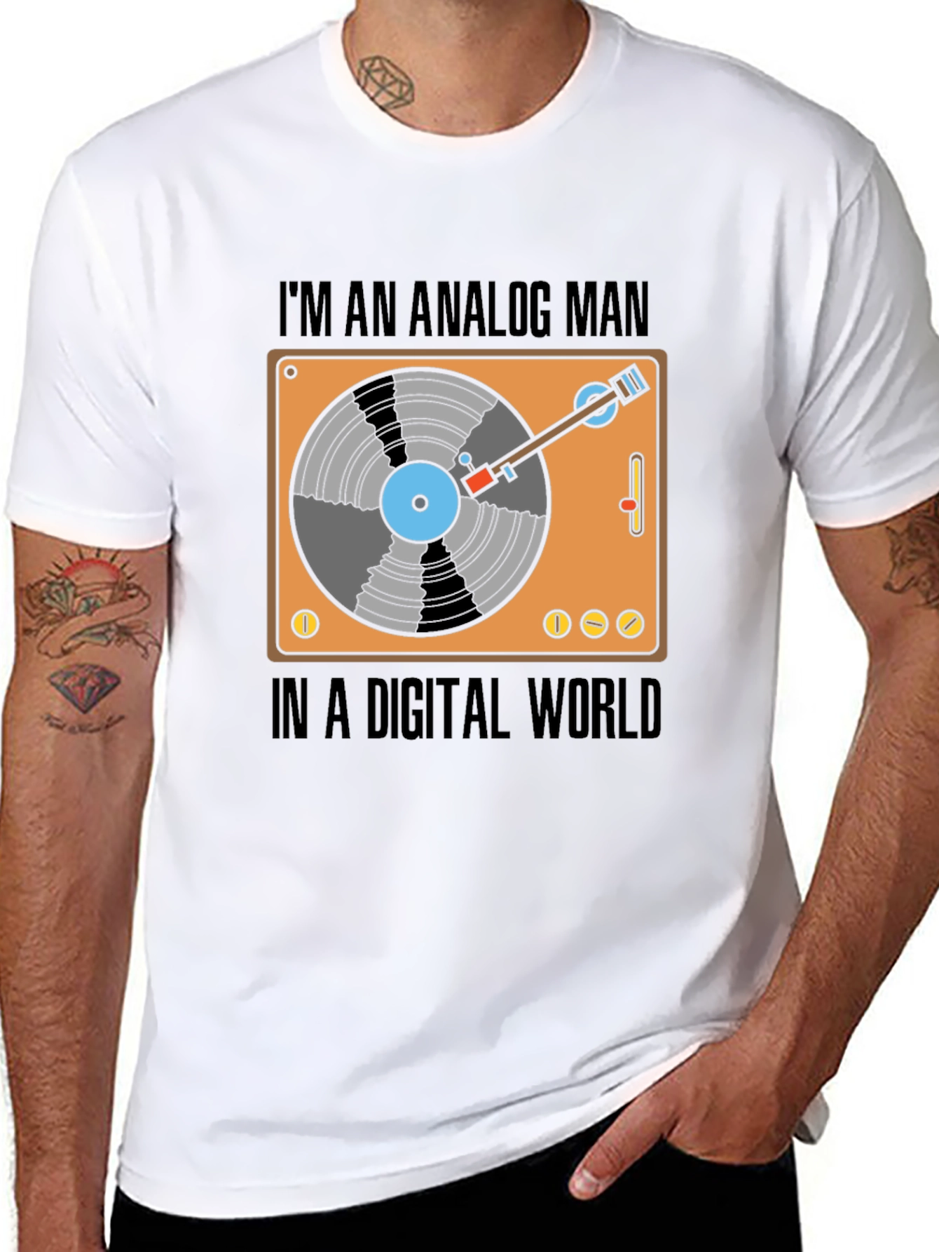 Black Analog Man in a Digital World T-Shirt view 8