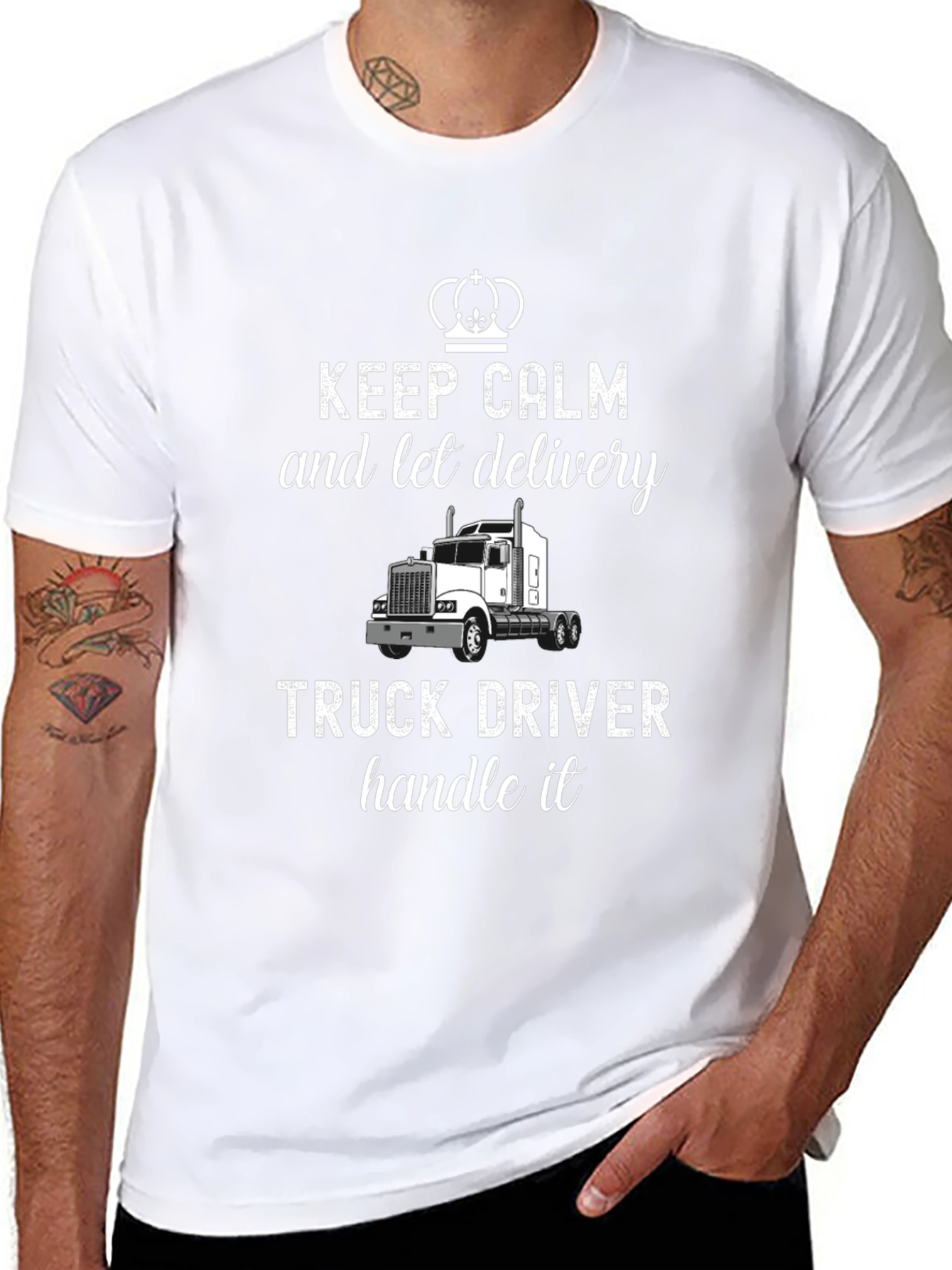 Black Keep Calm Truck Driver T-Shirt view 8