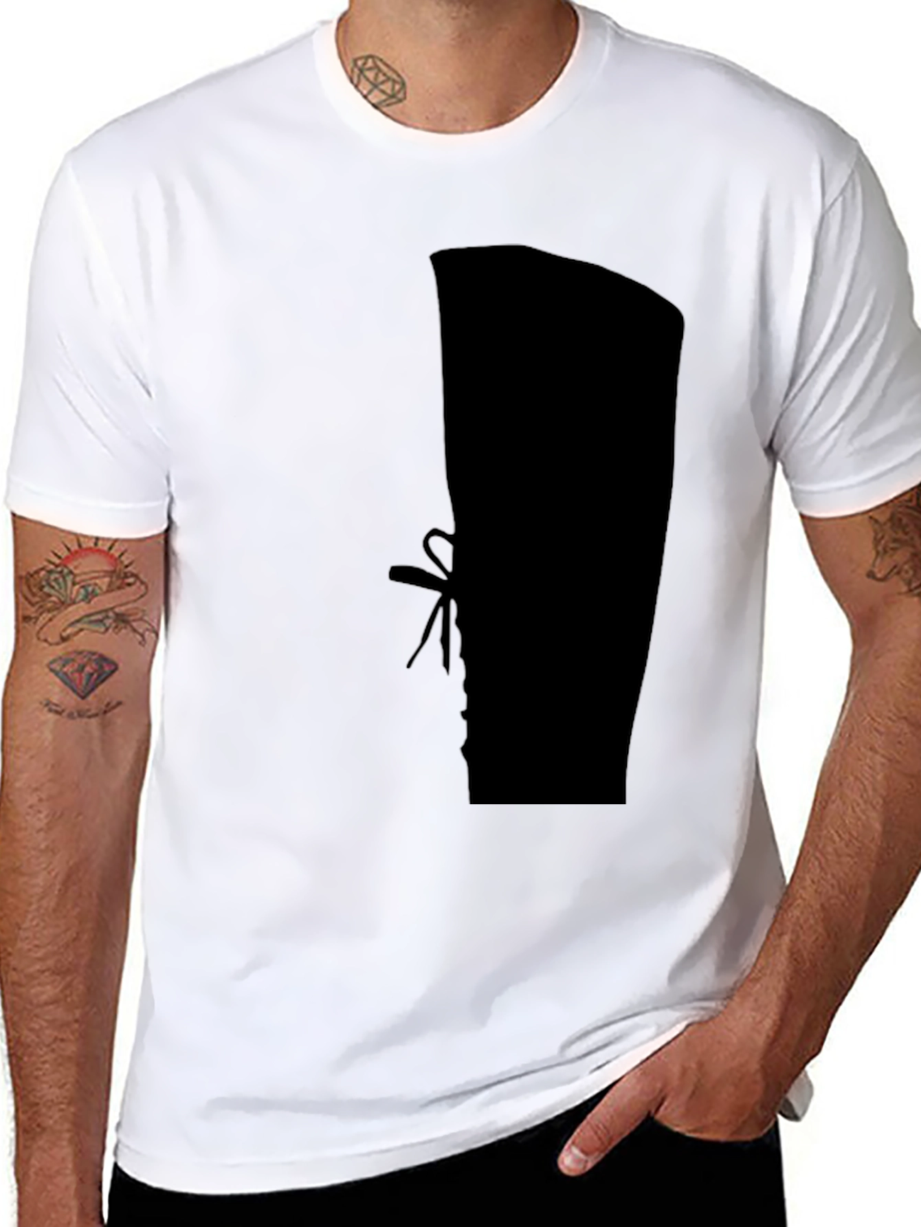 Black Silhouette Boot Print Black T-Shirt view 8