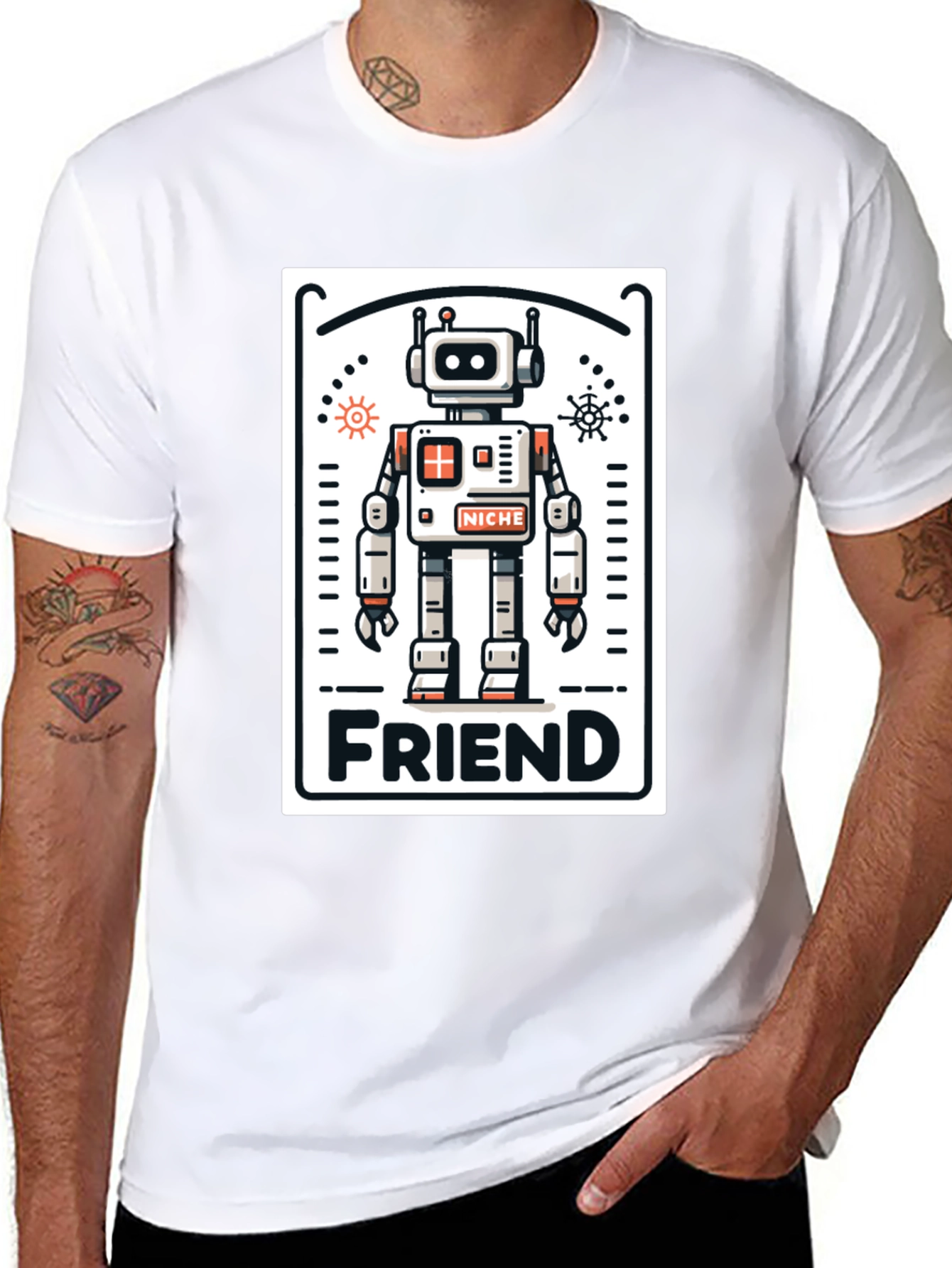 Black Robot Friend Graphic Tee - Black view 8