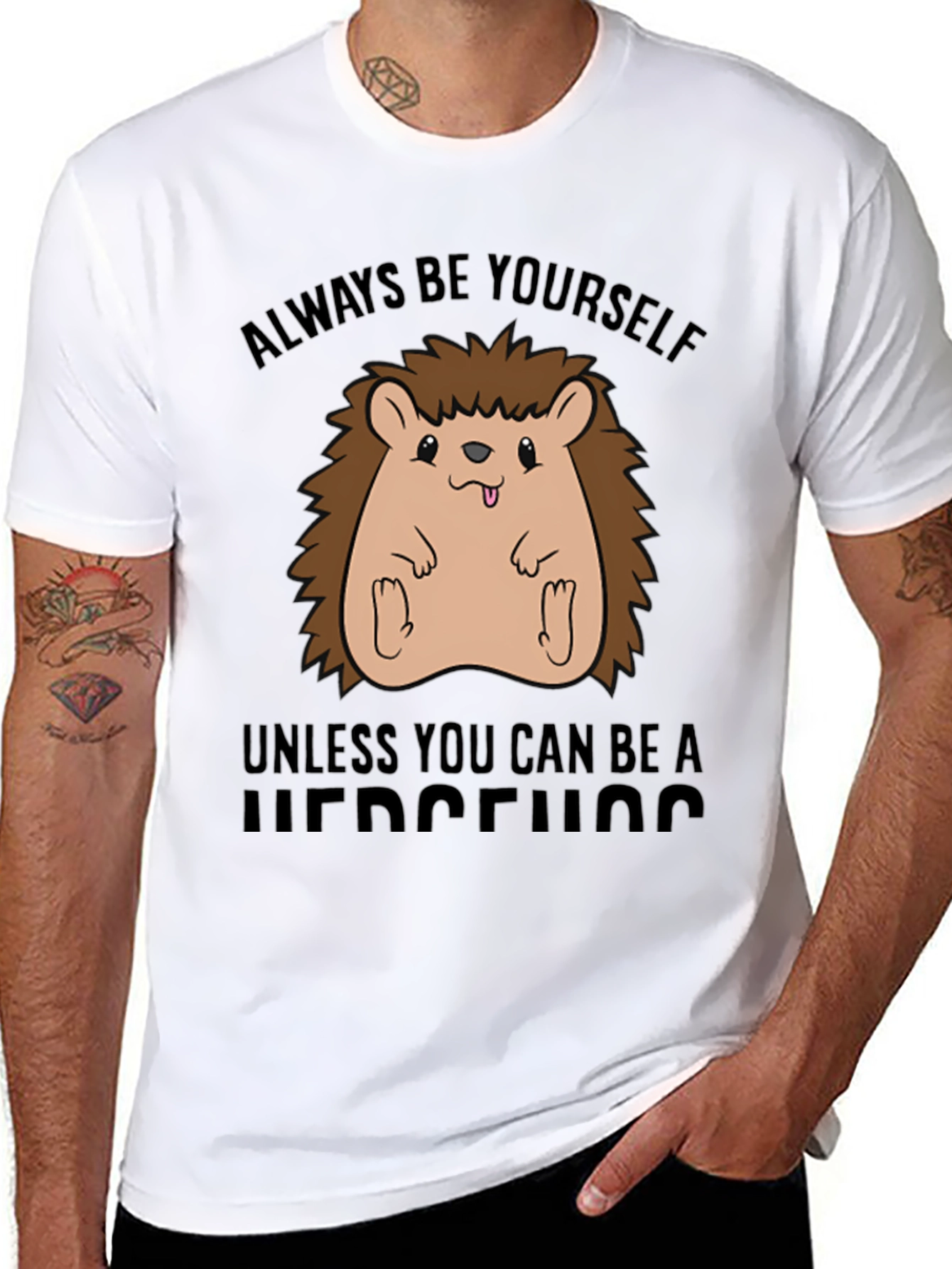 Black Always Be Yourself Hedgehog Graphic Tee view 8