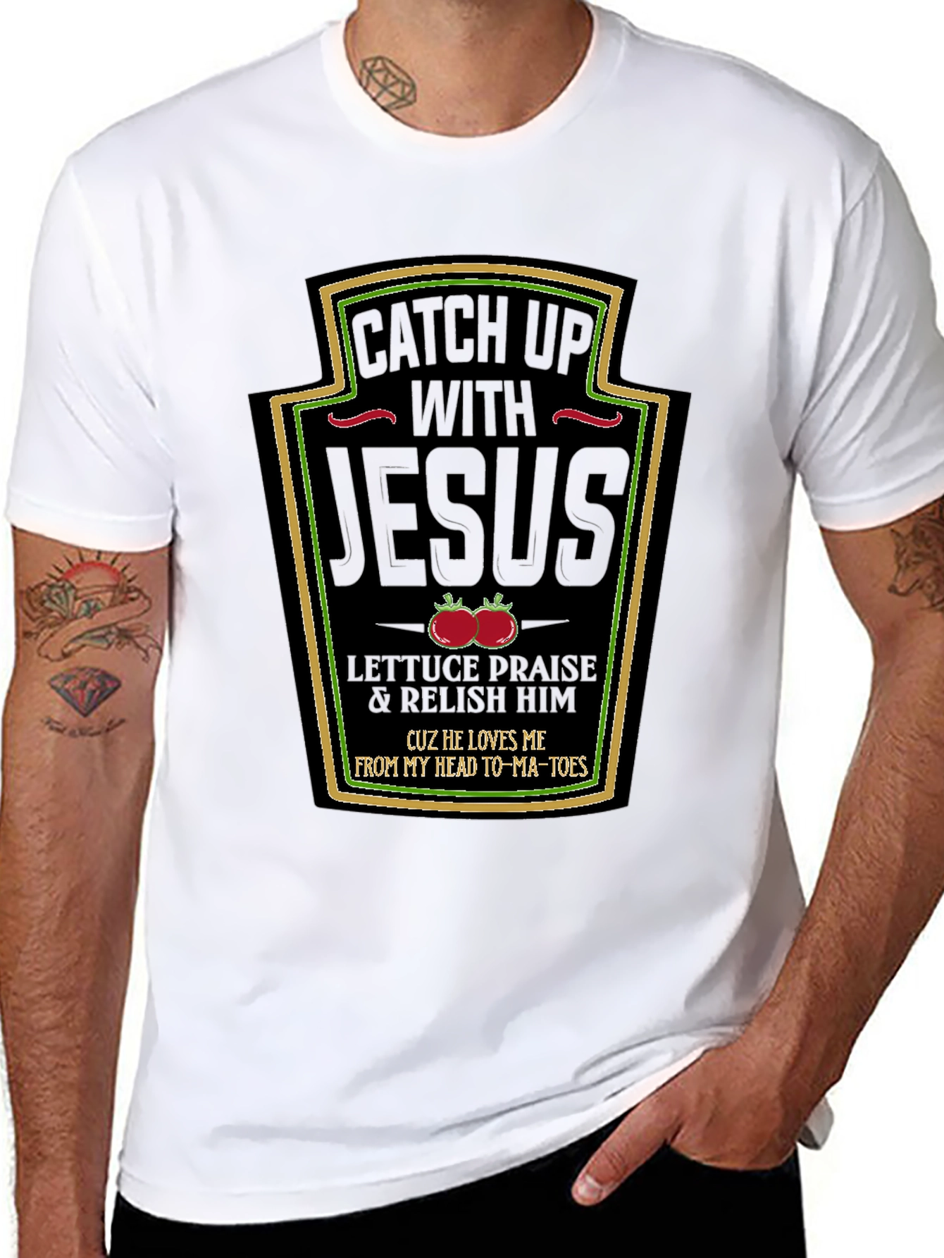 Black Catch Up with Jesus Black T-Shirt view 8