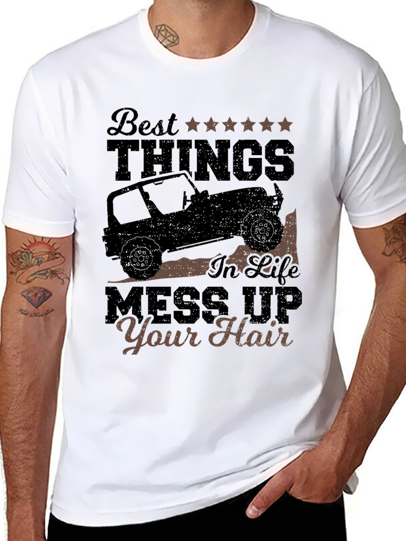 Black Best Things T-Shirt: Jeep Life, Mess Up Your Hair view 8