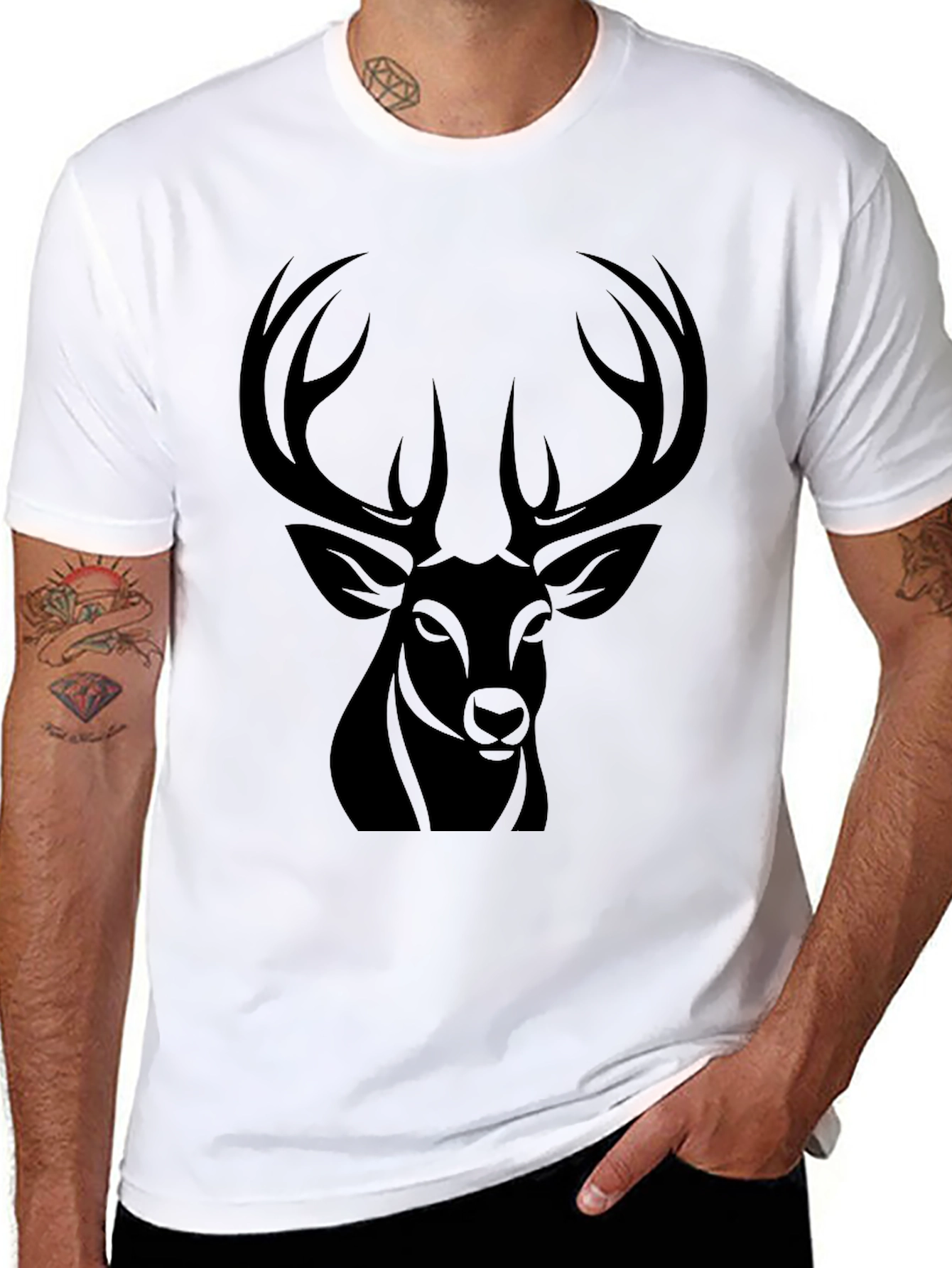 Black Black Deer Graphic Tee - Men's Casual Fashion view 8