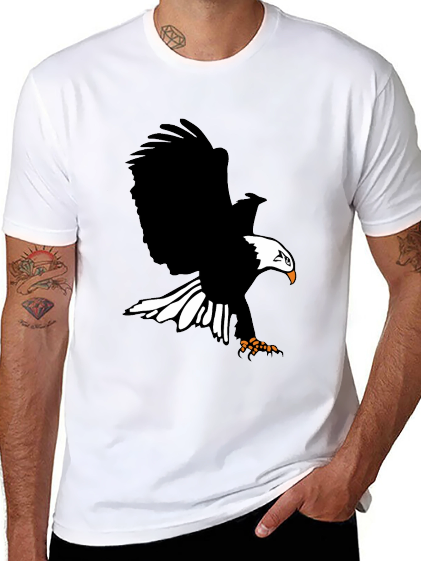 Black Eagle Graphic Print T-Shirt - Bold Black Tee view 8