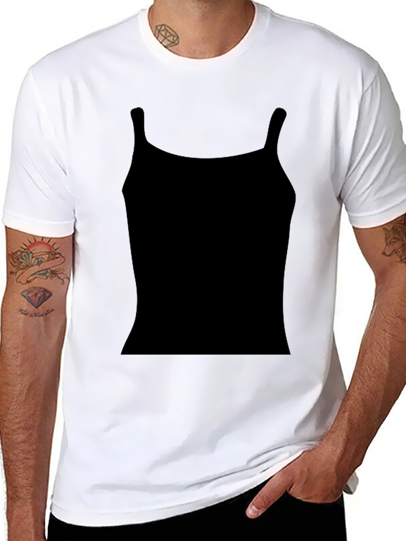 Black Black T-Shirt with Tank Top Design view 8