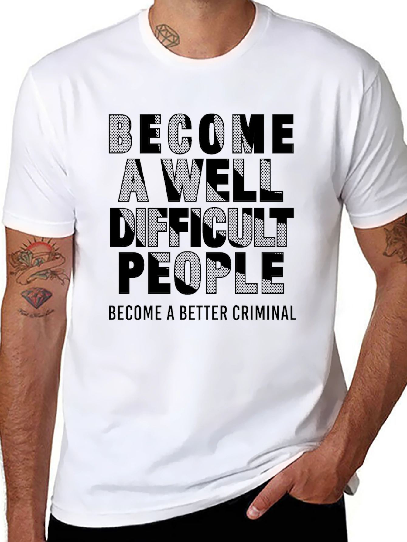 Black Become a Well Difficult People T-Shirt view 8