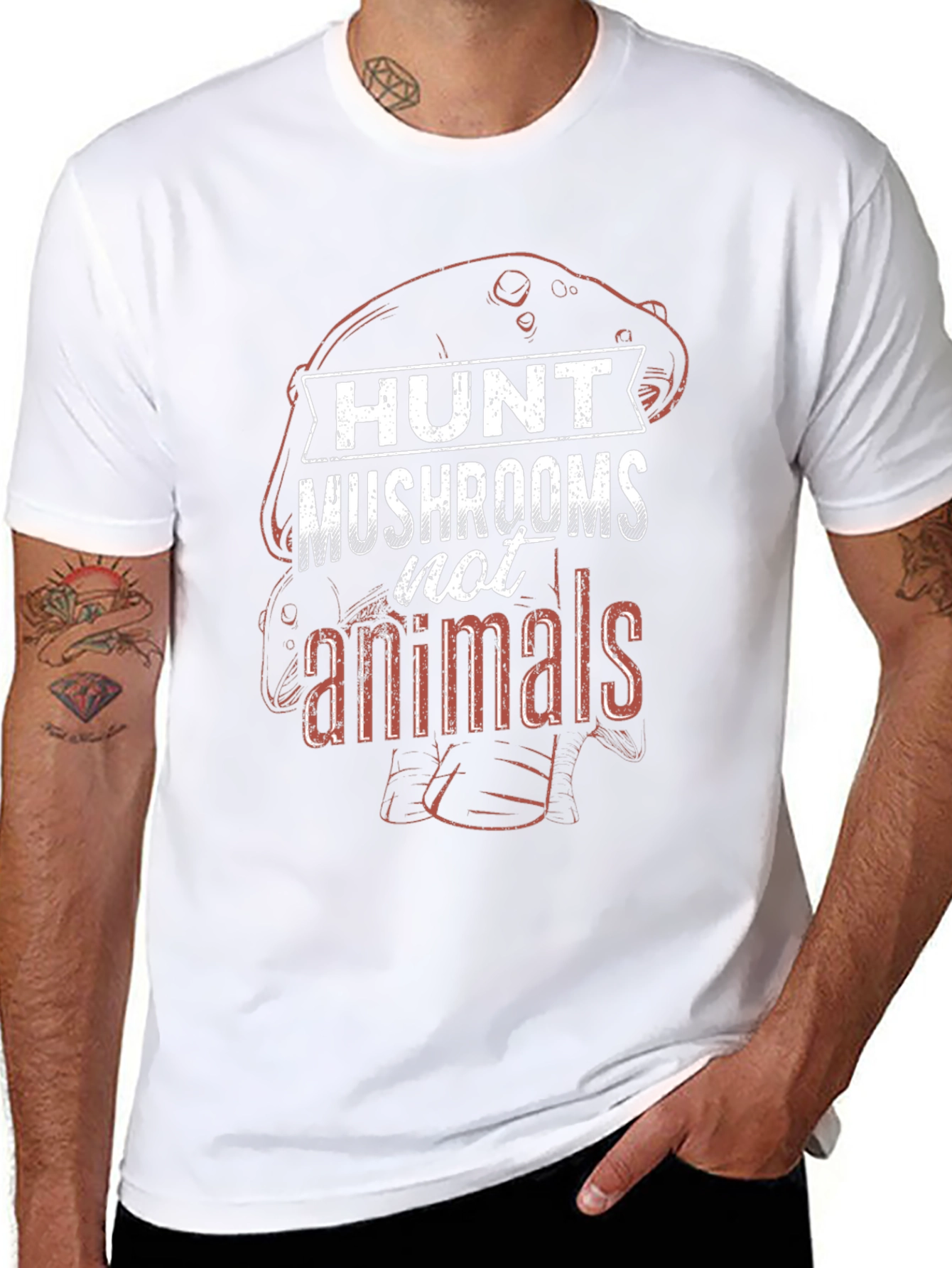 Black Hunt Mushrooms Not Animals Graphic Tee view 8