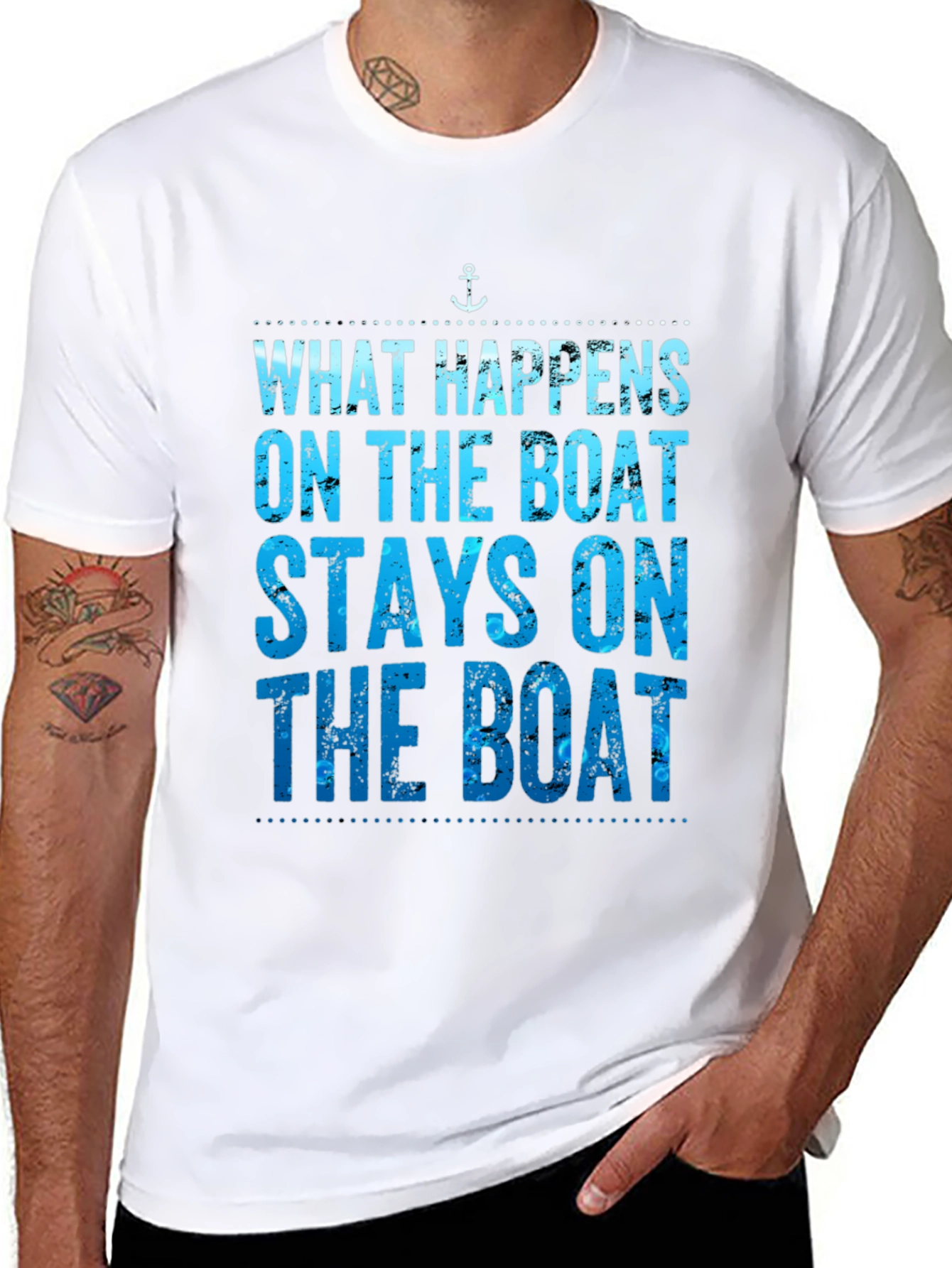 Black What Happens On The Boat T-Shirt view 8