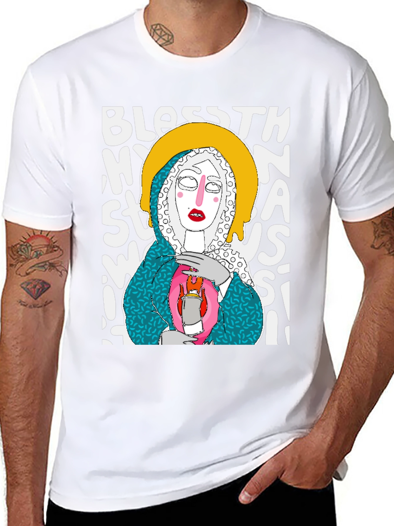 Black Artsy Graphic Tee - "Bless This Mess" view 8