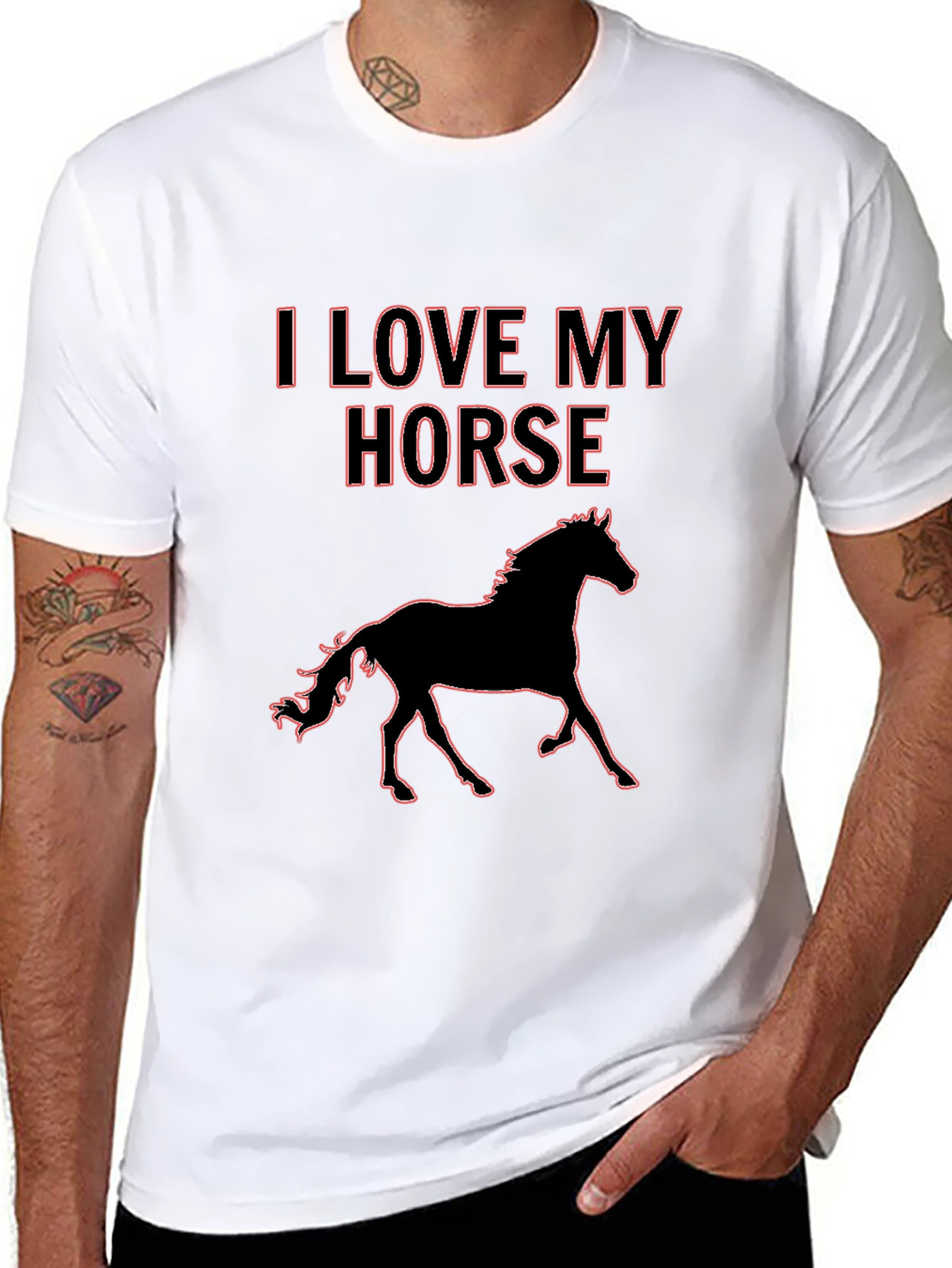 Black I Love My Horse T-Shirt - Black view 8