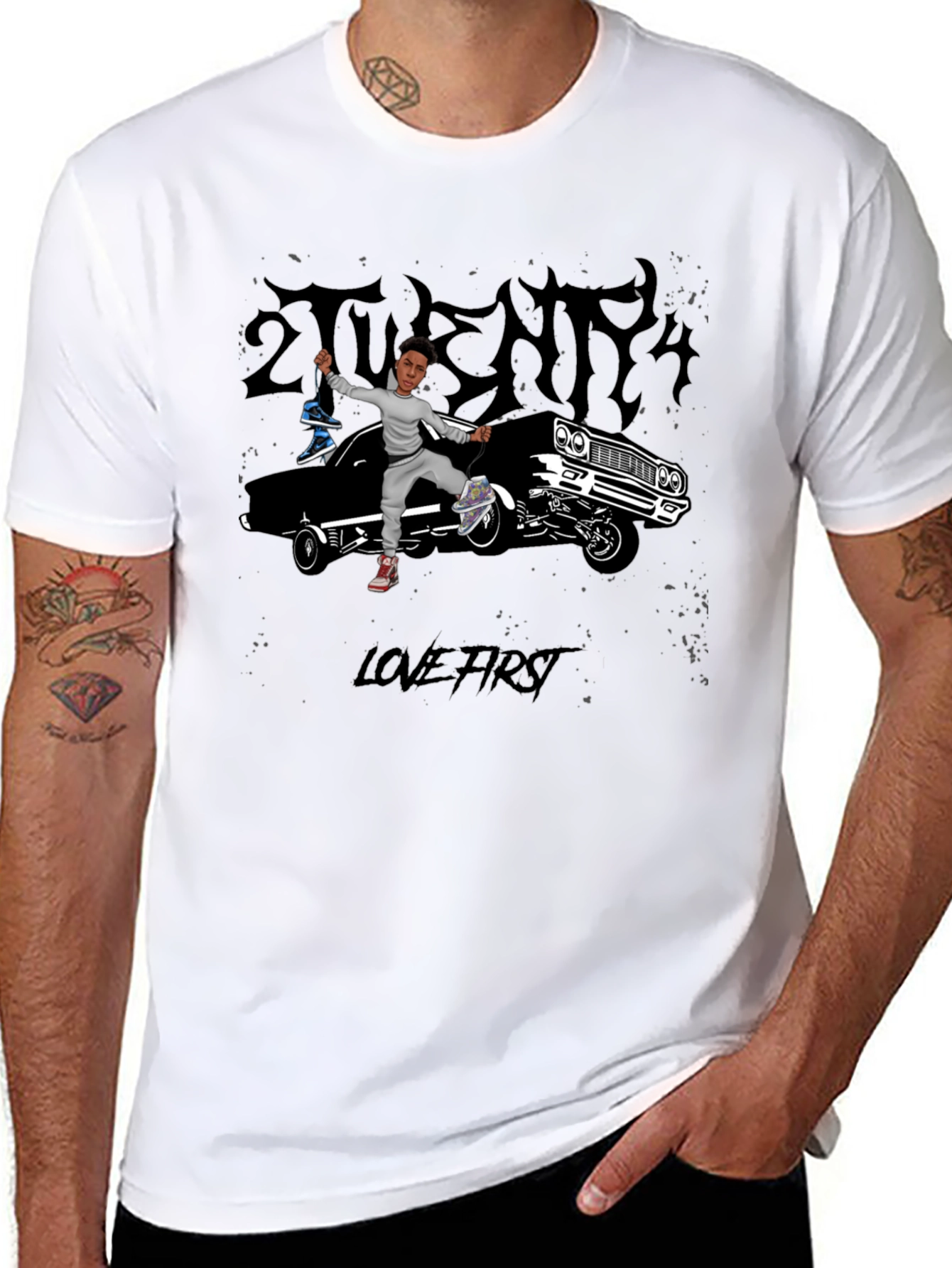 Black Graphic Tee - 2THEMAX Love First Design view 8