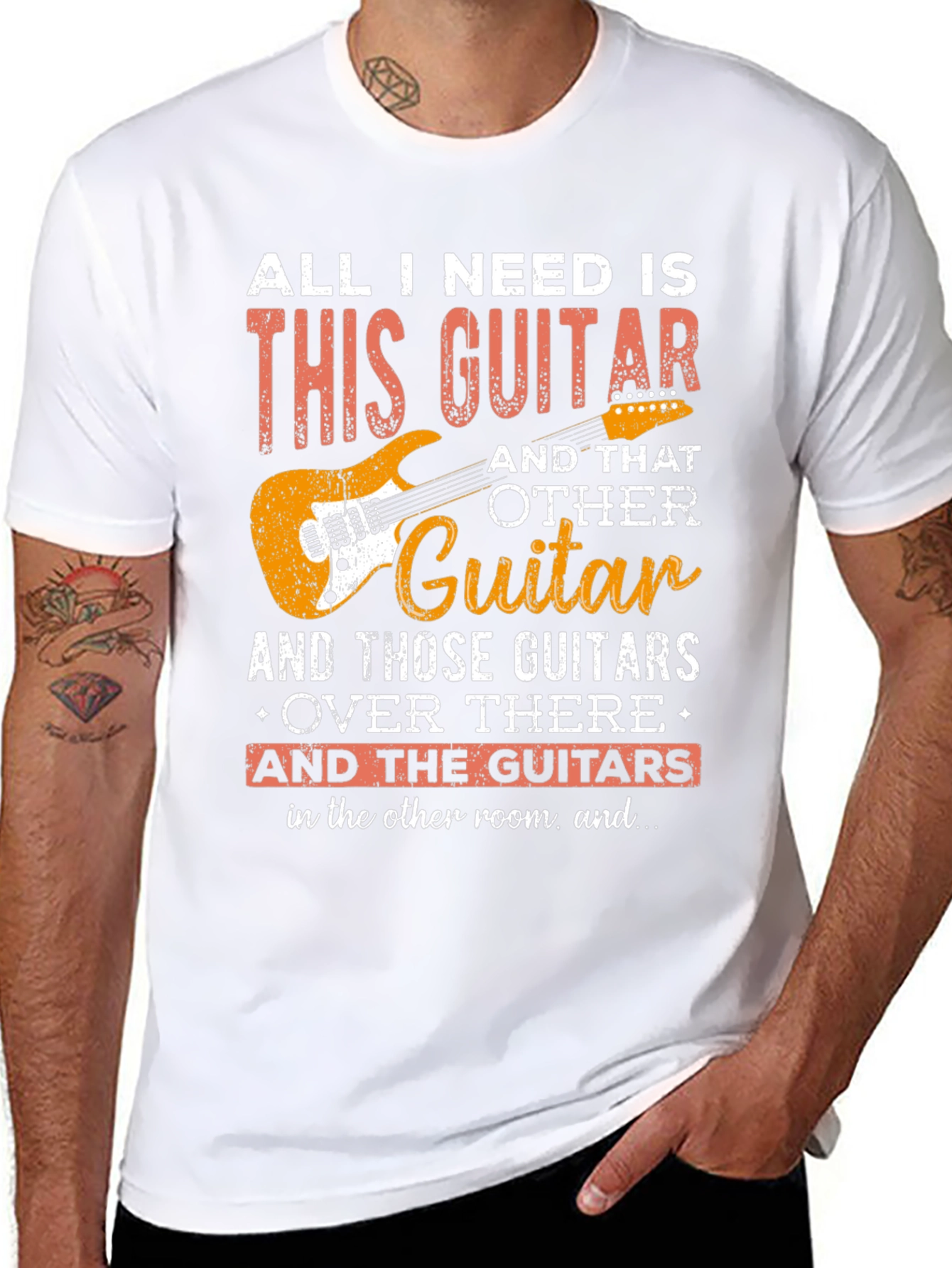 Black Guitar Lover T-Shirt - All I Need Is This Guitar view 8