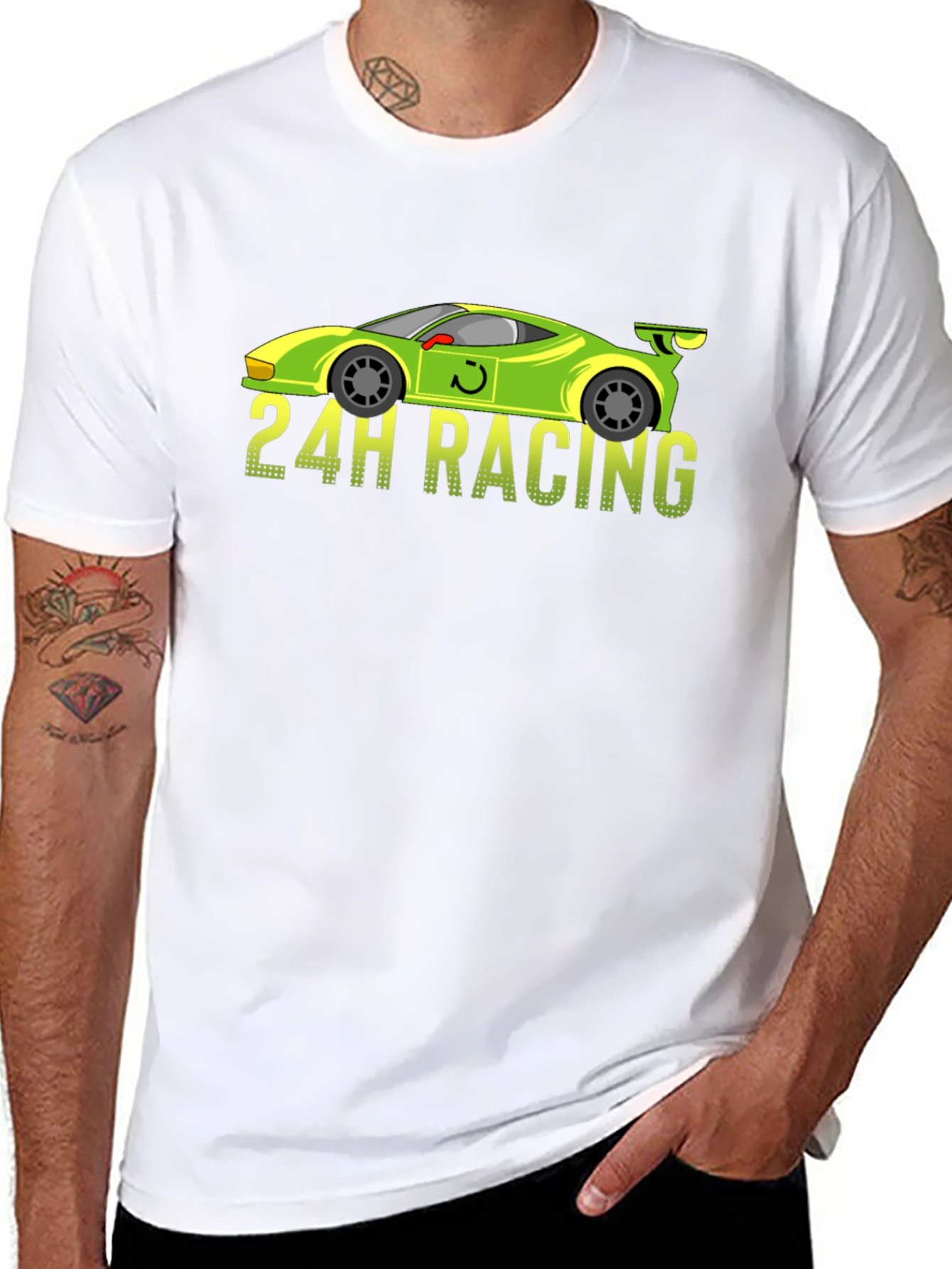 Black 24H Racing Car Graphic Black T-Shirt view 8