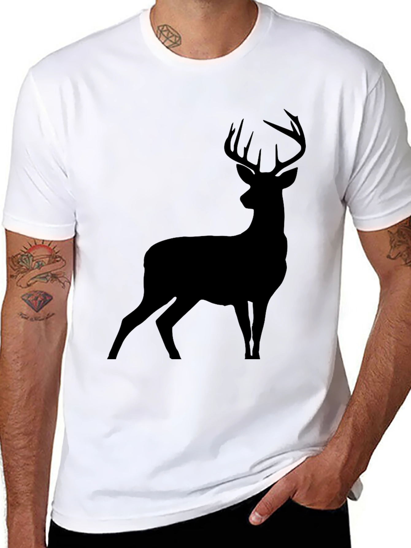 Black Black Deer Silhouette Graphic T-Shirt view 8