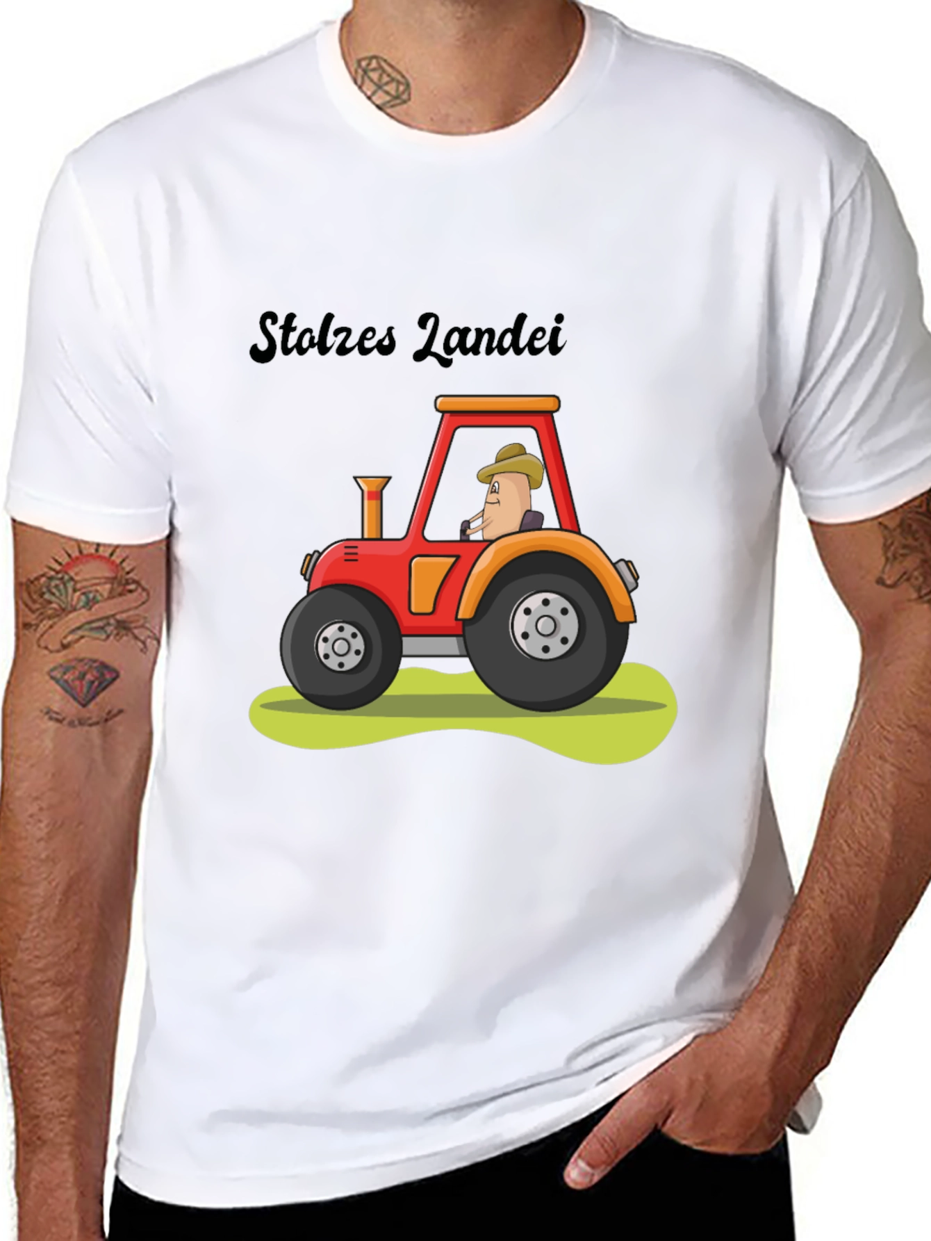 Black Stolzes Landei Tractor Graphic Tee view 8