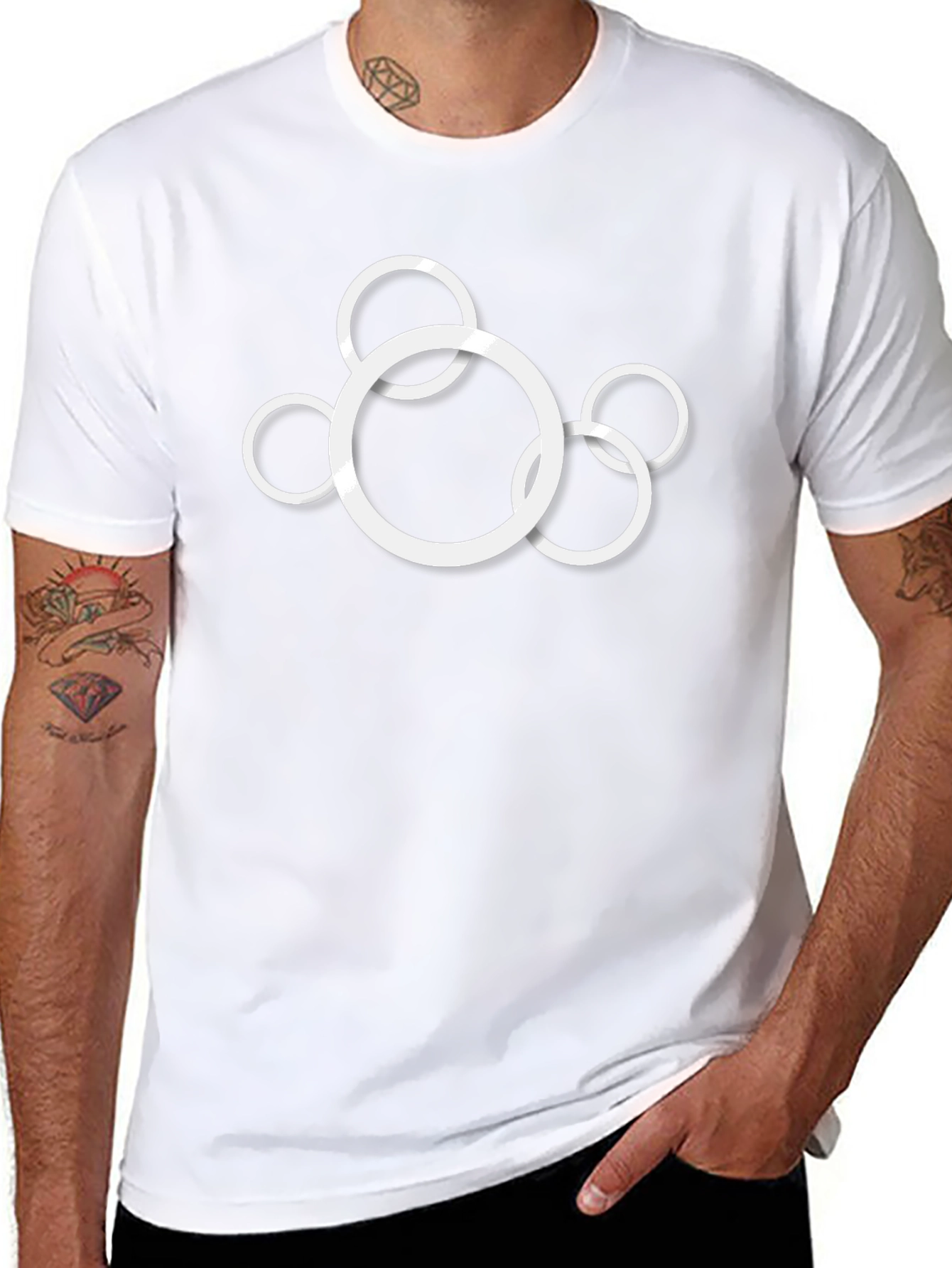 Modern Circle Graphic Black T-Shirt - 8