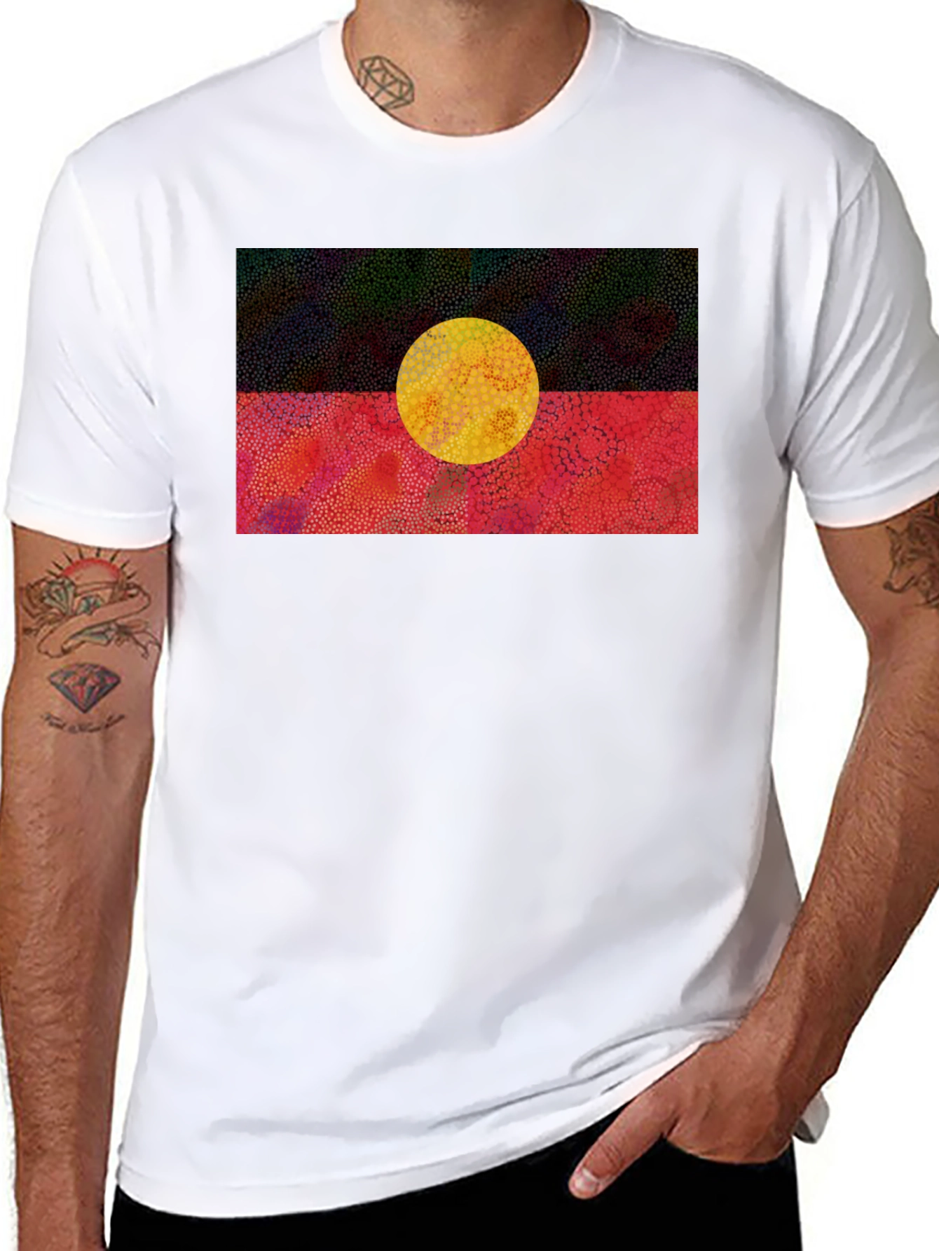 Black Aboriginal Flag Graphic T-Shirt view 8