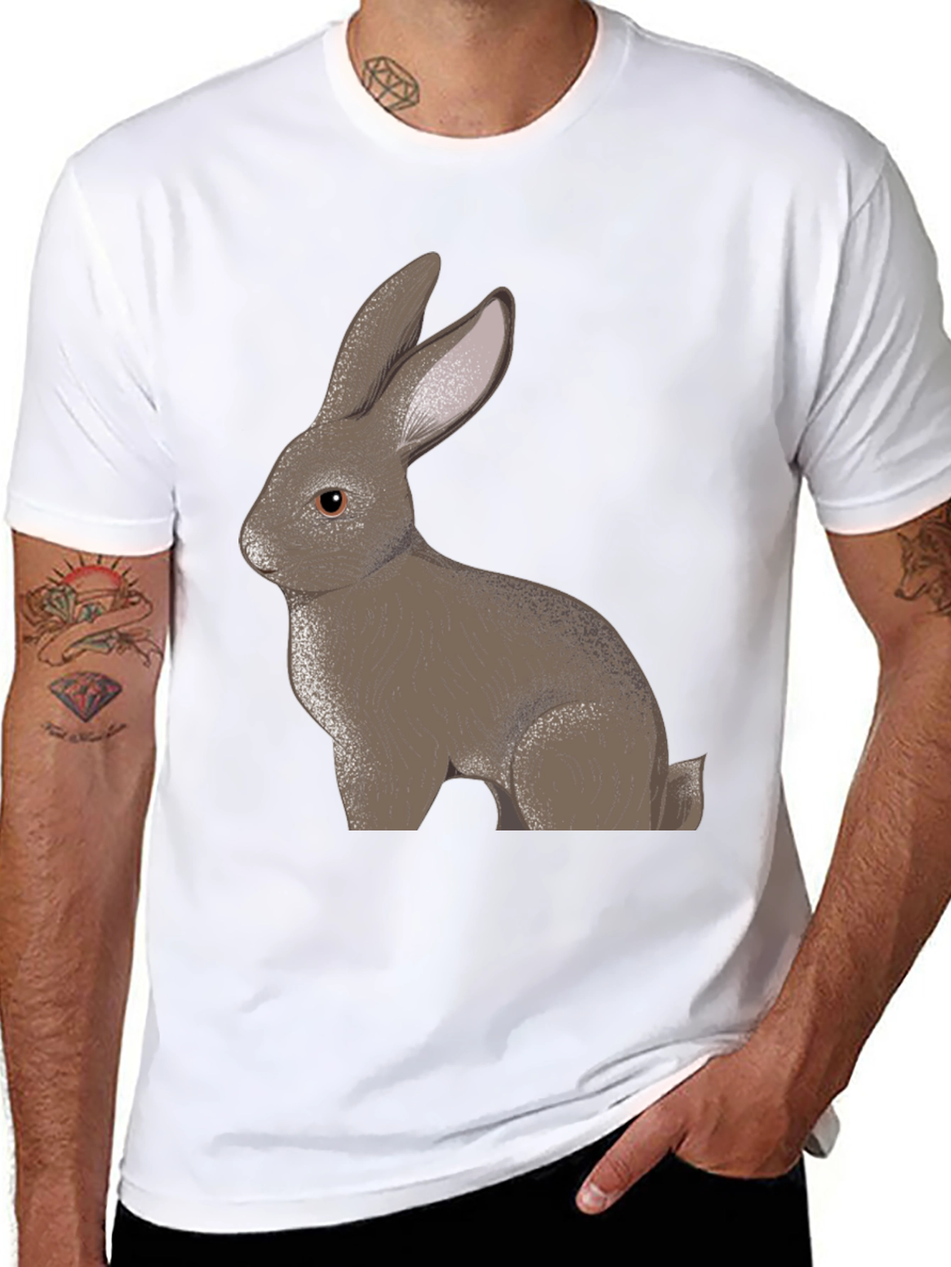 Black Bunny Rabbit Graphic Tee - Soft Cotton Blend view 8
