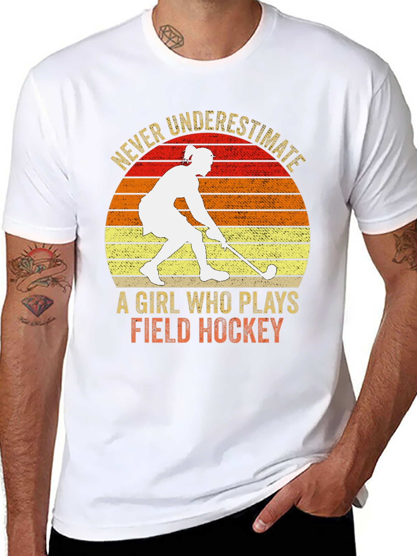 Black Never Underestimate Field Hockey T-Shirt view 8