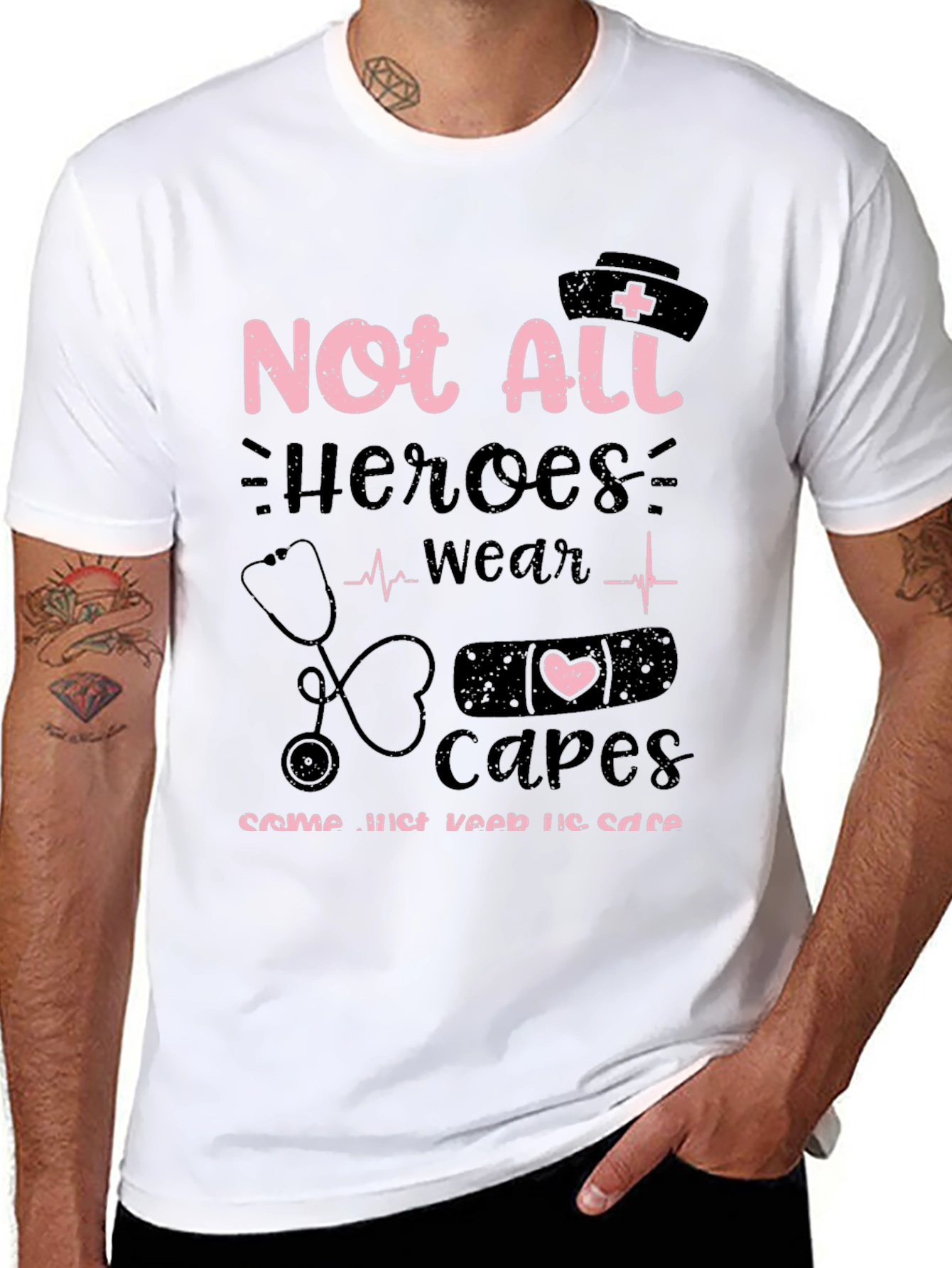 Black Nurse Hero T-Shirt - Not All Heroes Wear Capes view 8