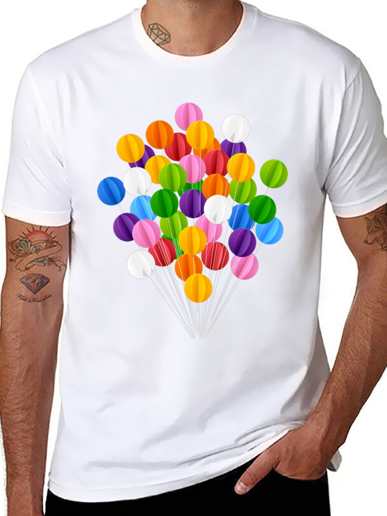 Black Colorful Balloon Graphic T-Shirt view 8