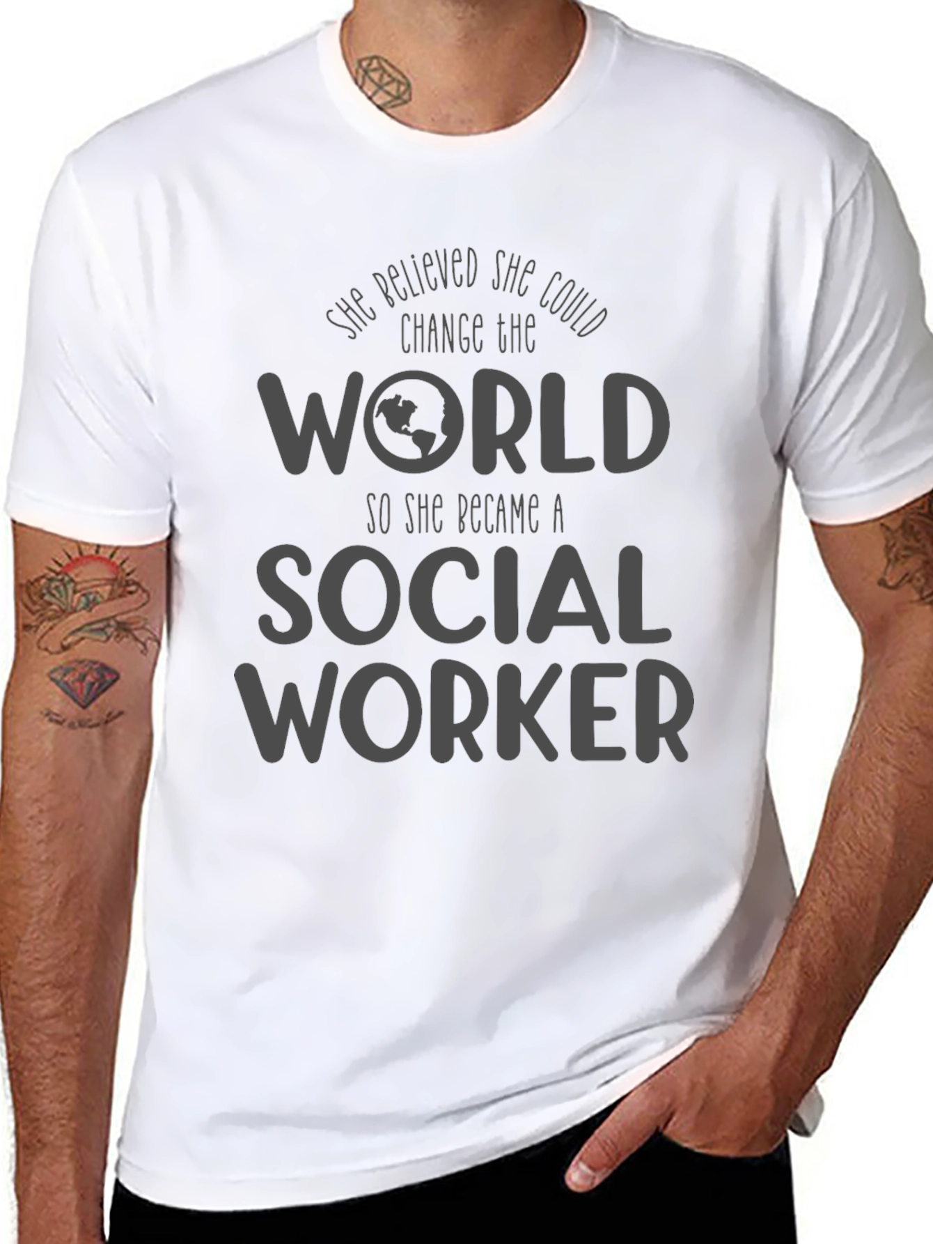 Black Social Worker T-Shirt - She Believed She Could Change the World view 8