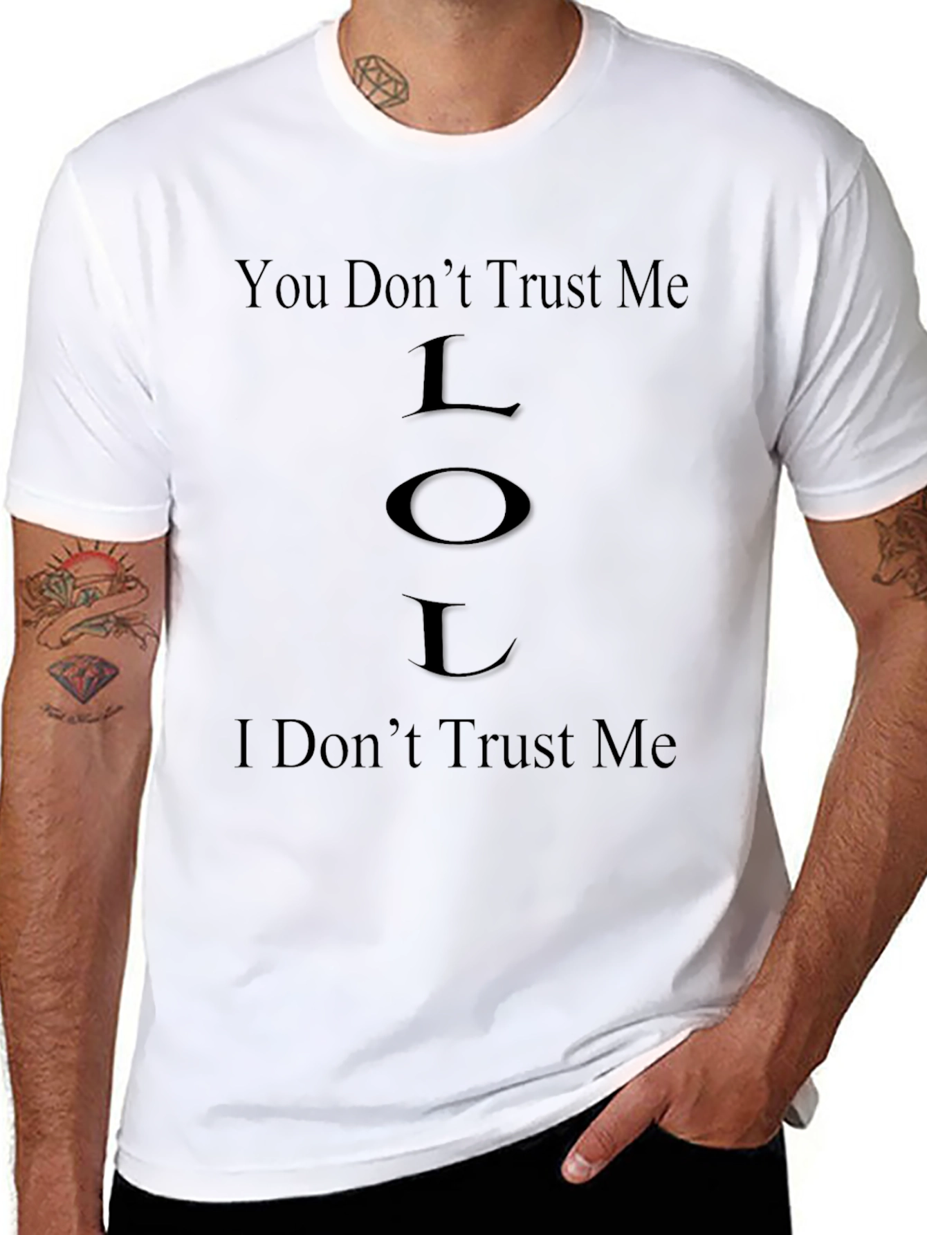 Black Funny 'You Don't Trust Me' Black Graphic T-Shirt view 8