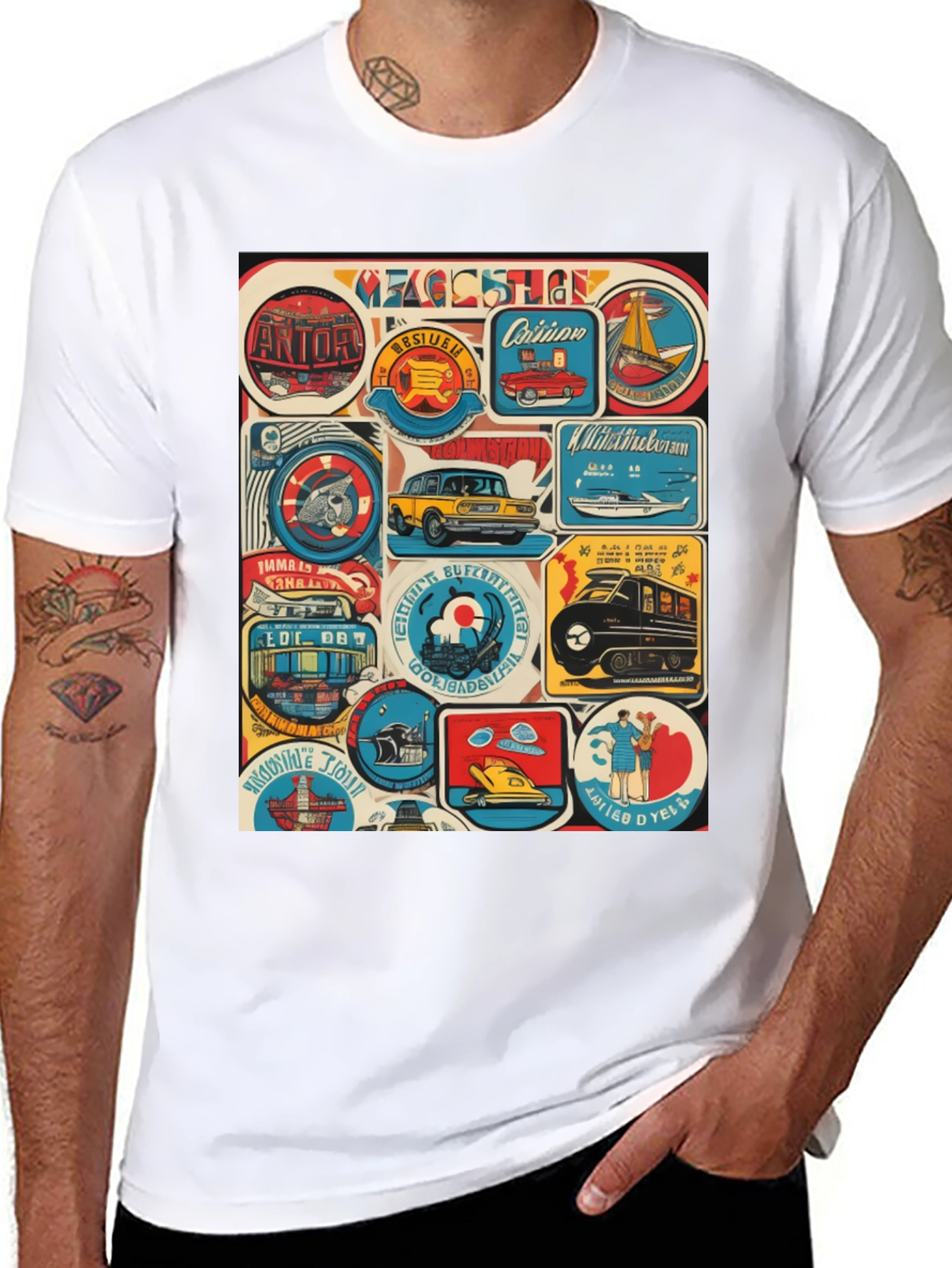 Black Retro Travel Patch T-Shirt view 8