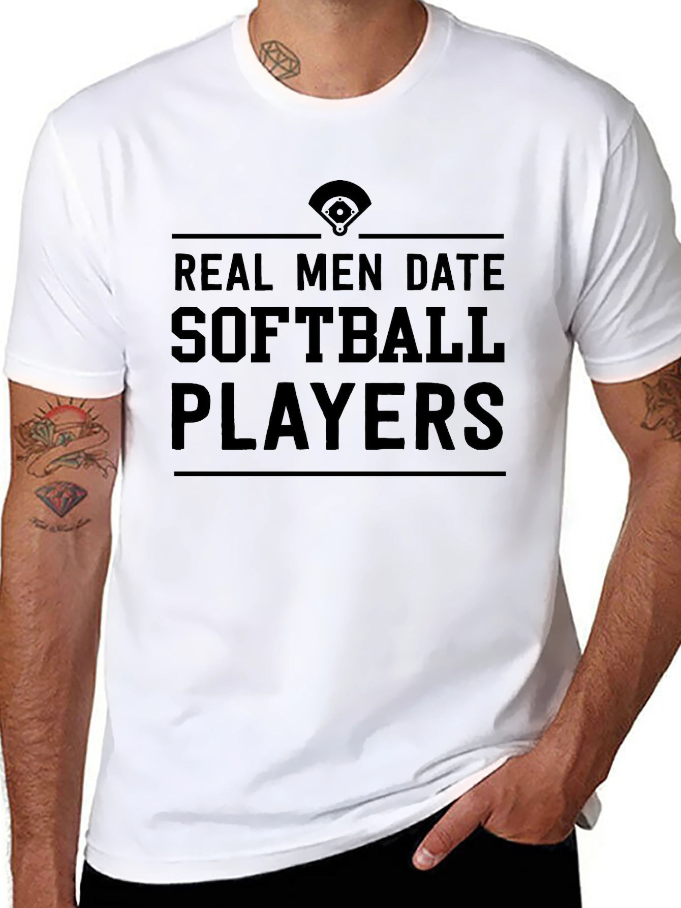 Black Real Men Date Softball Players T-Shirt view 8