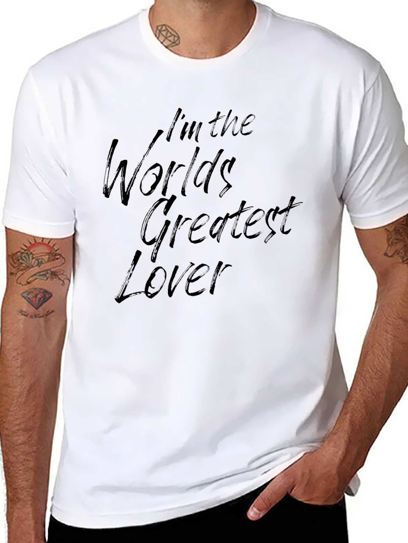 Black World's Greatest Lover Black T-Shirt view 8