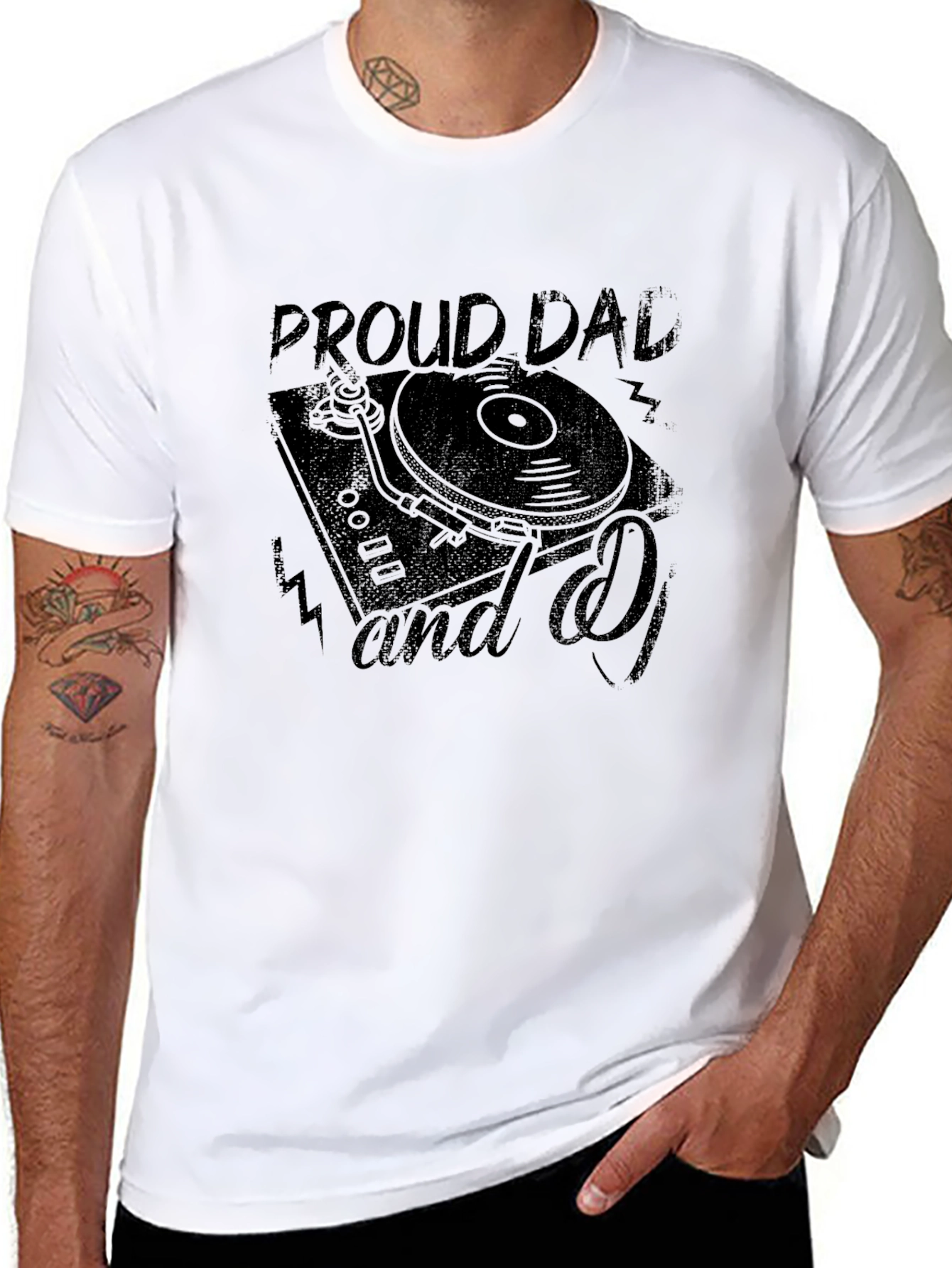 Black Proud Dad and DJ Black T-Shirt view 8