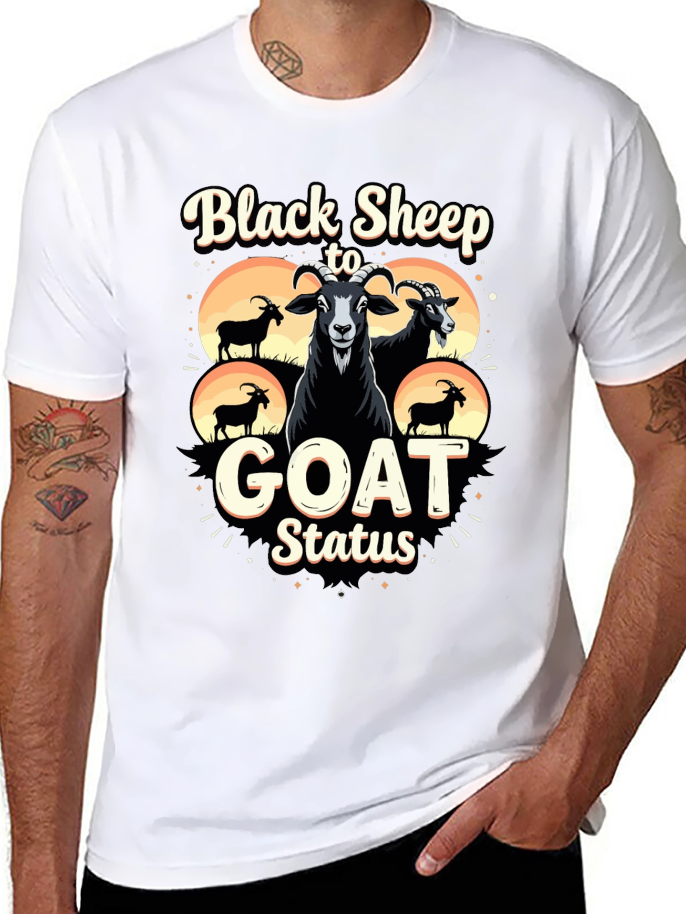 Black Black Sheep to Goat Status Graphic Tee view 8