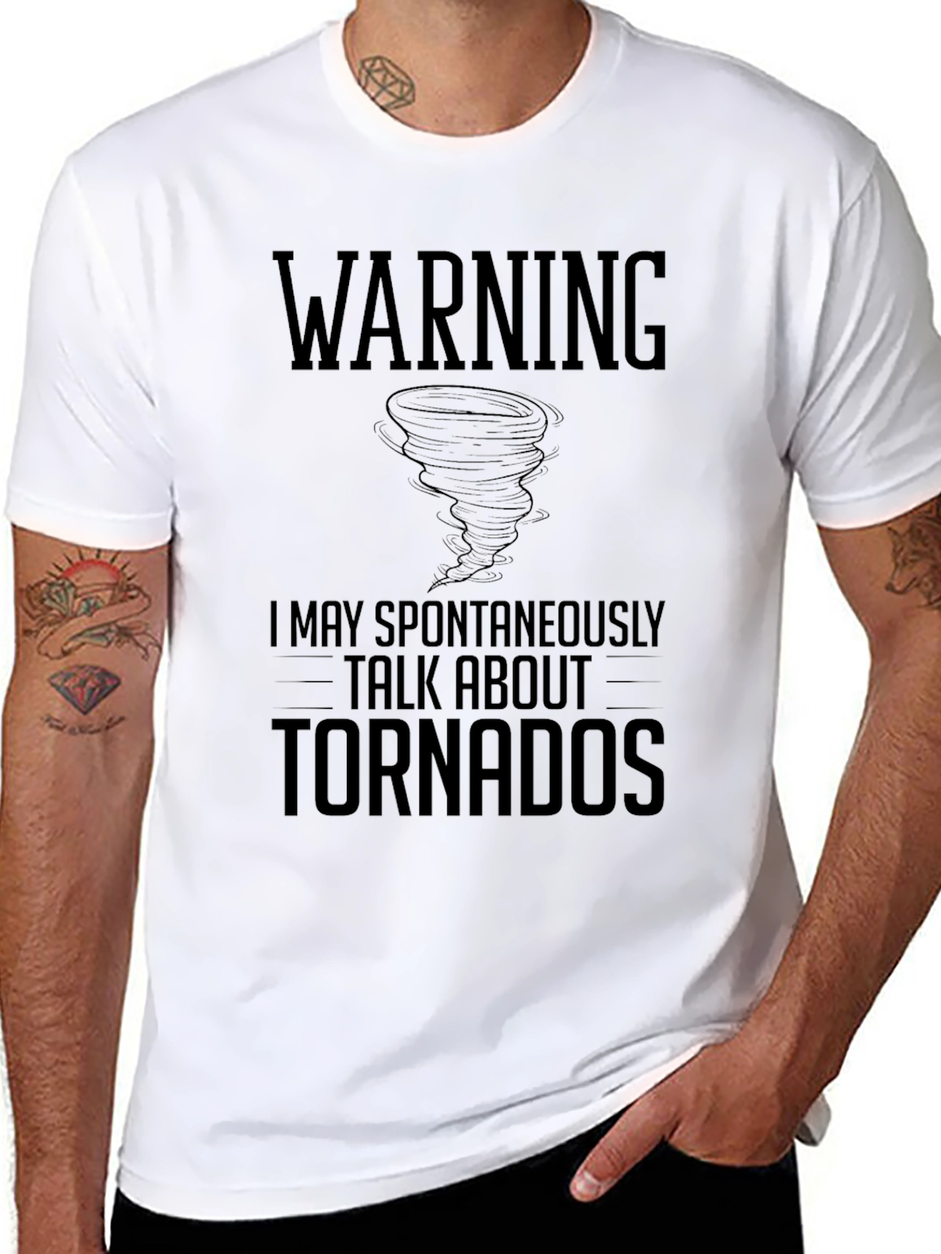 Black Warning Tornadoes T-Shirt - Weather Enthusiast Tee view 8